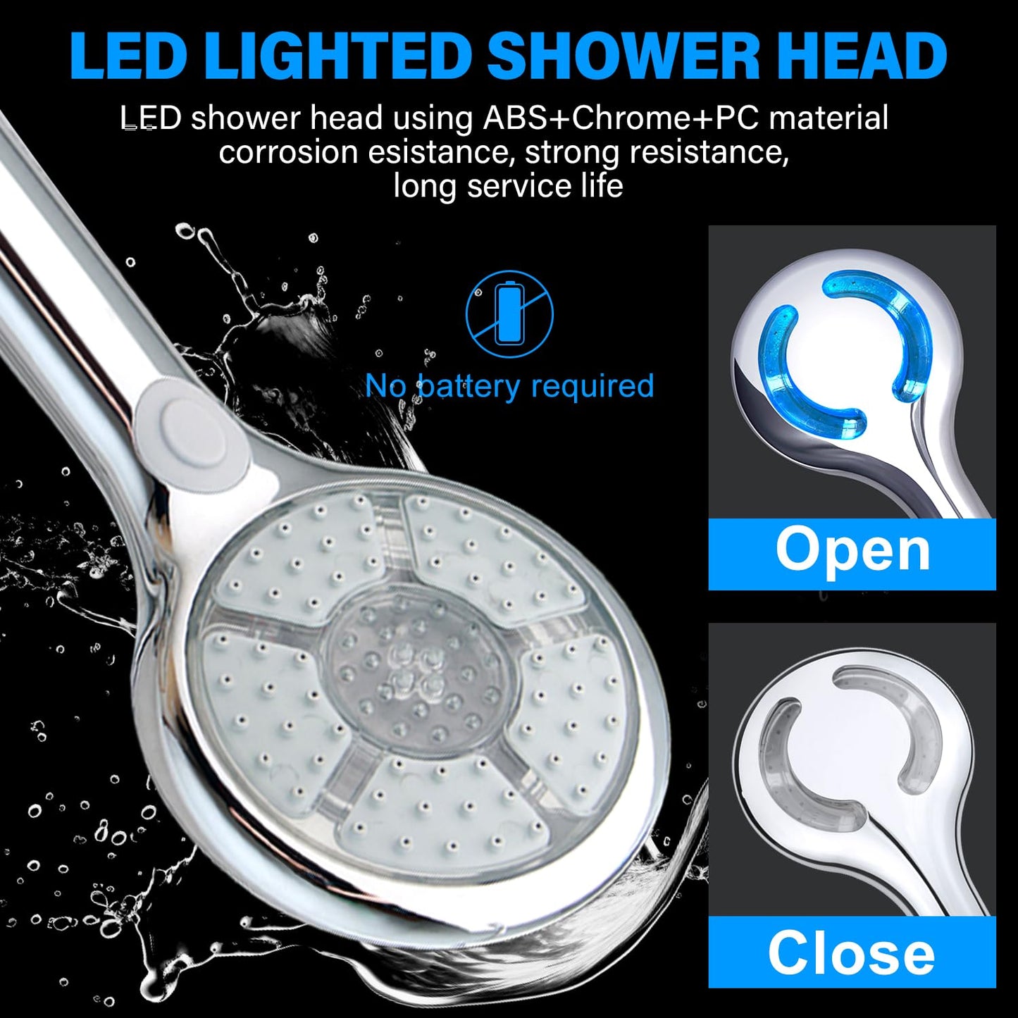 JINYOMFLY Regendusche Duschkopf mit LED, Regendusche mit LED Beleuchtung, Dusche Kopfbrause LED, 7 Farben Wechseln Automatisch, 2 Duschmodi