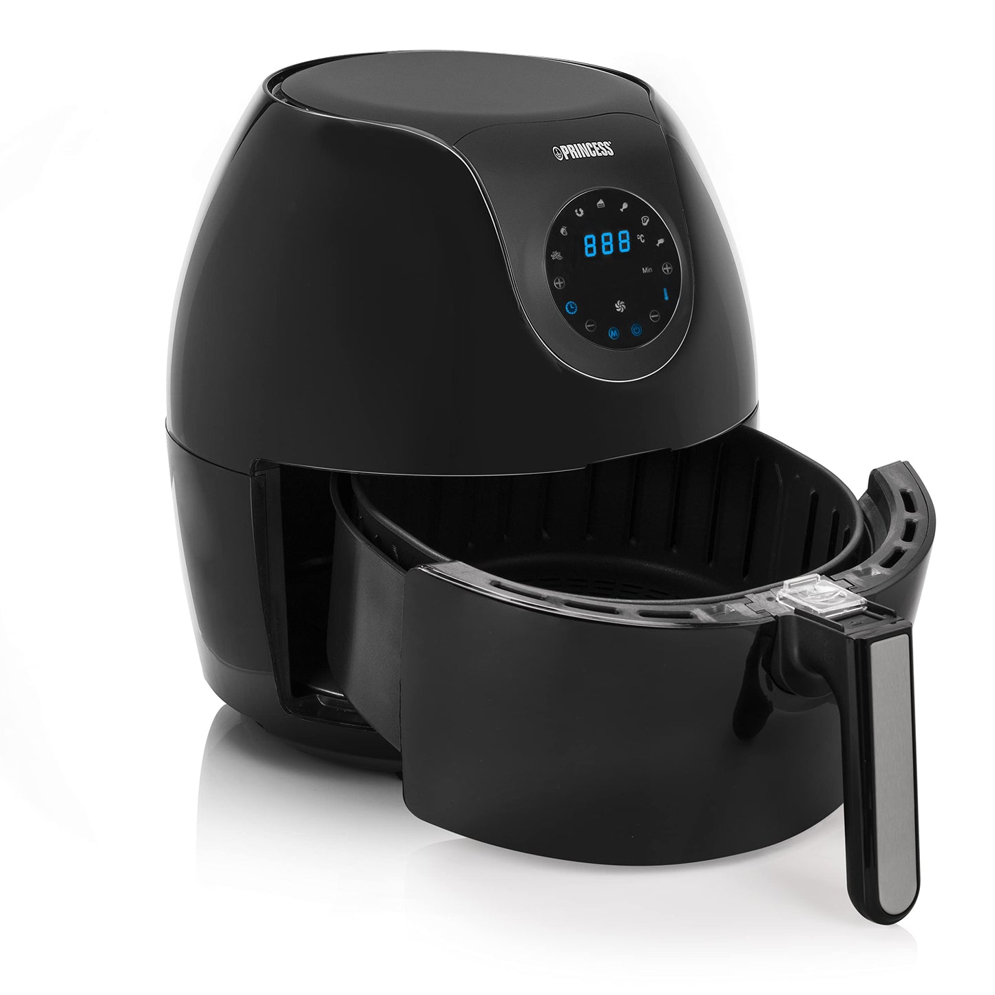 Princess Digital Hot Air Fryer - 6.5 L - with Removable Divider - 60 Percent Less Energy Consumption - Digital Touchscreen - 12 Programmes - Oil Free - Black - 182061