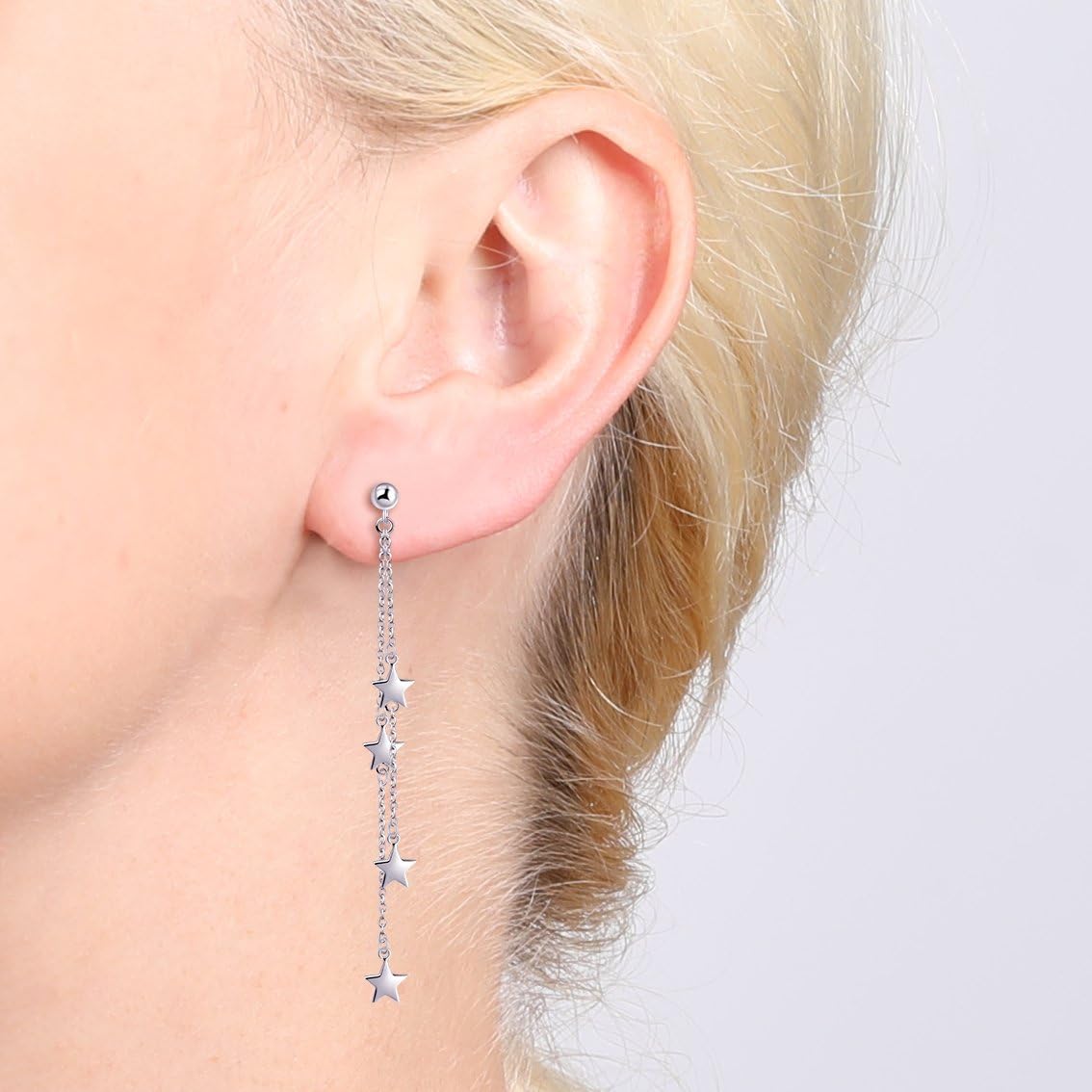 Yumilok 925 Sterling Silver Star Drop Earrings