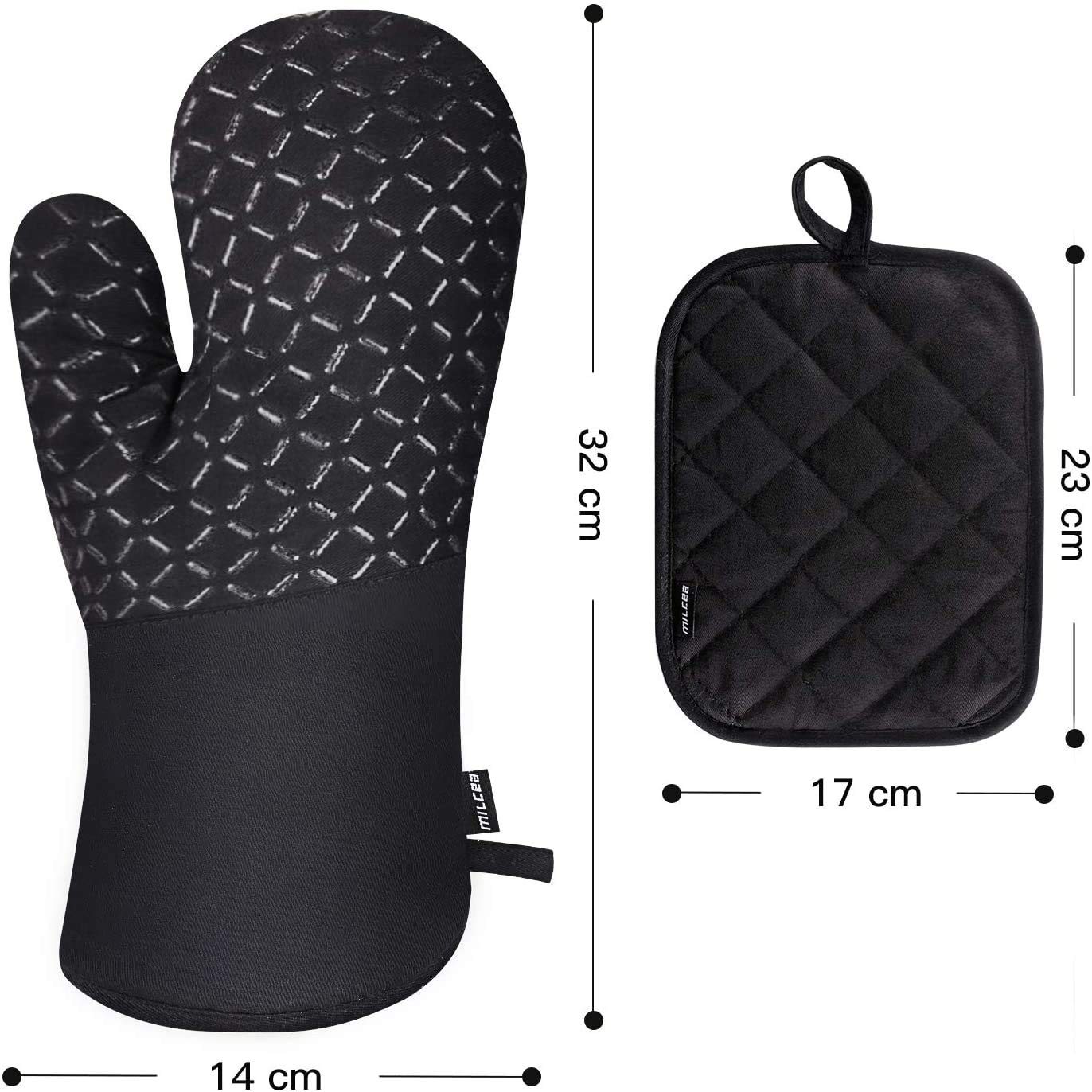MILcea Ofenhandschuhe Topflappen Topfhandschuhe 4er Set, Backhandschuhe Kochhandschuhe Oven Mitts Hitzebeständig, 30*18*3.5cm