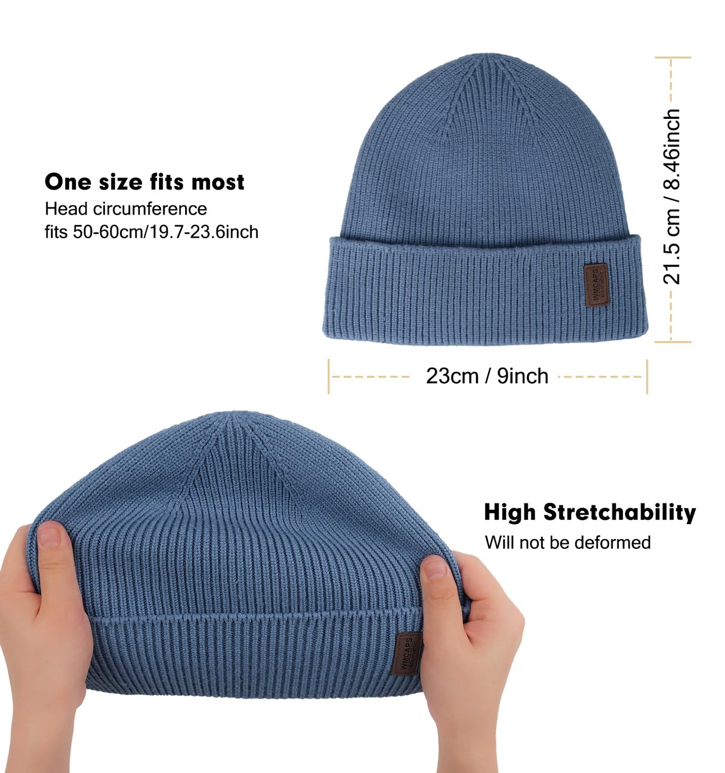 Wmcaps Beanie Mütze, Herren Winter Warme Unisex Wintermütze Strickmütze Dehnbare Weiche Wollmütze mit Bündchen und Dickem Warmem Futter Geschenk für Freundin männer Frauen