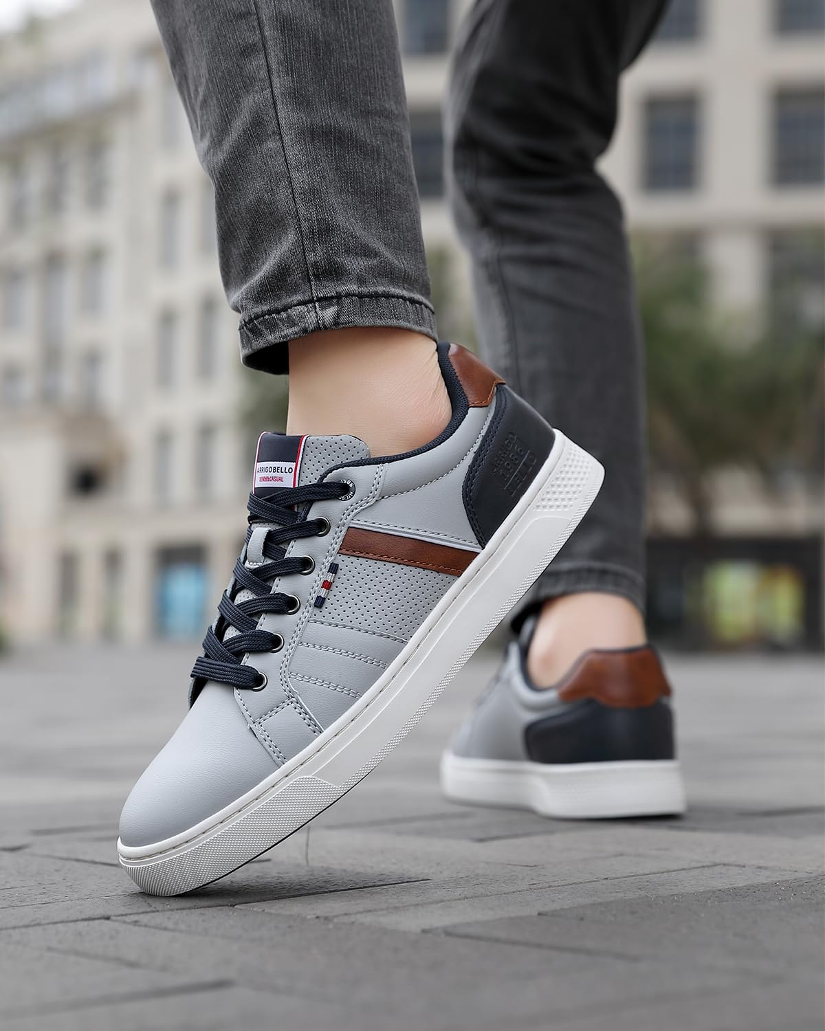 Men’s Casual Leather Sneakers – Lightweight Outdoor Trainers for Walking & Hiking