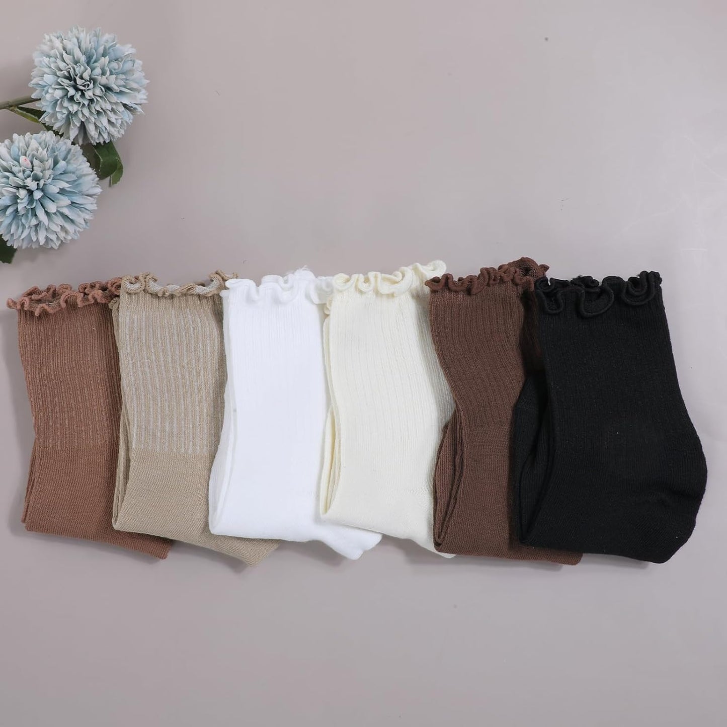 6 Pairs Women's Ruffle Socks – Cute Casual Ankle Crew Socks