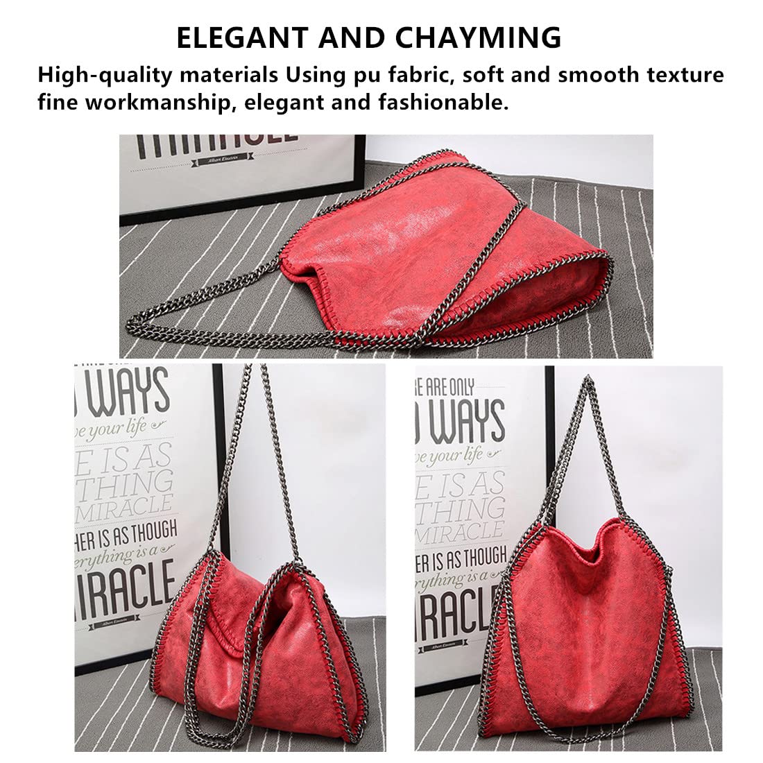 Women’s Chain Crossbody Bag – Large Hobo Shoulder Bag