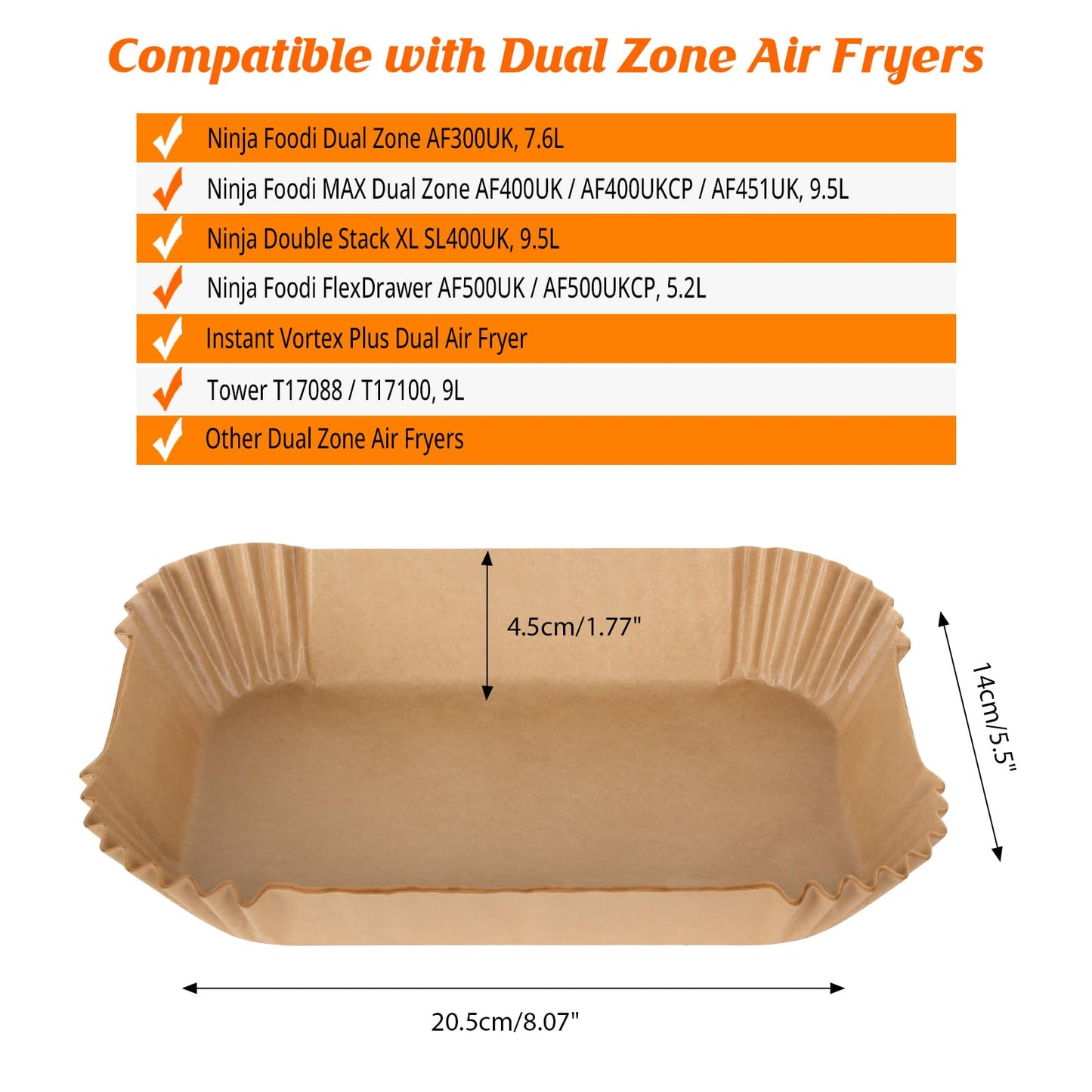 100 Stück Backpapier für Heißluftfritteuse 4,5L-8L, Stone TH 20-24cm Airfryer Backpapier Pergamentpapier Liner Kompatibel mit COSORI Philips Cecotec Midea Russell Hobbs XL XXL Airfryer