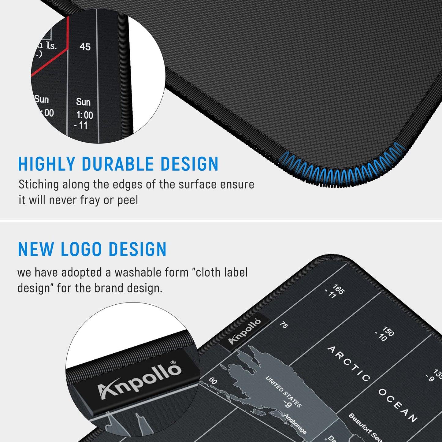 Anpollo Gaming Mouse Mat XXL 900 x 400 x 3 mm Non-Slip Desk Mat Table Mat Multifunctional Office Mouse Mat, Type 1