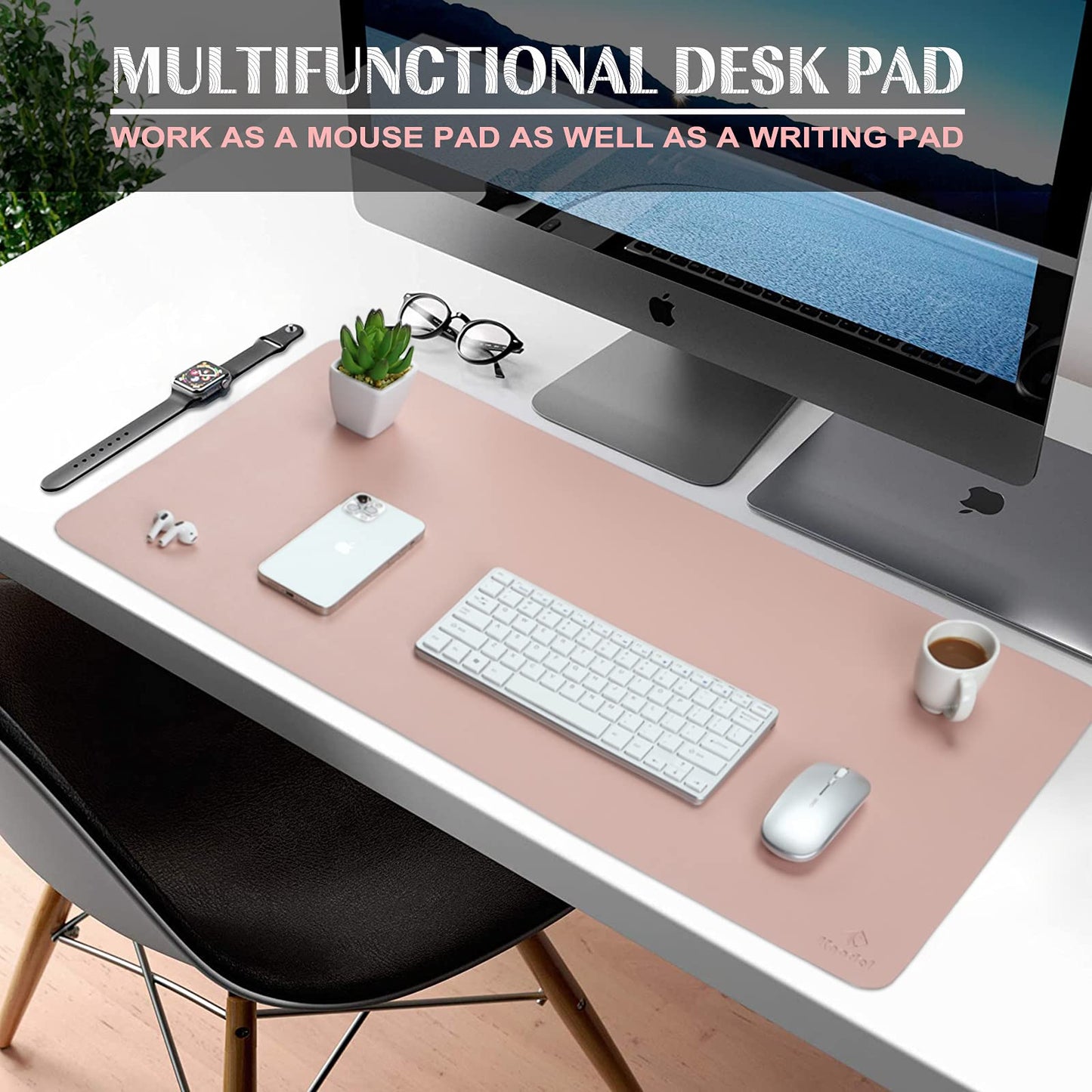 K KNODEL Tischunterlage, Schreibtischunterlage, 80 x 40cm PVC Tischunterlage, Laptop Tischunterlage, wasserdichte Schreibunterlage für Büro- oder Heimbereich, doppelseitig (Schwarz/Schwarz)