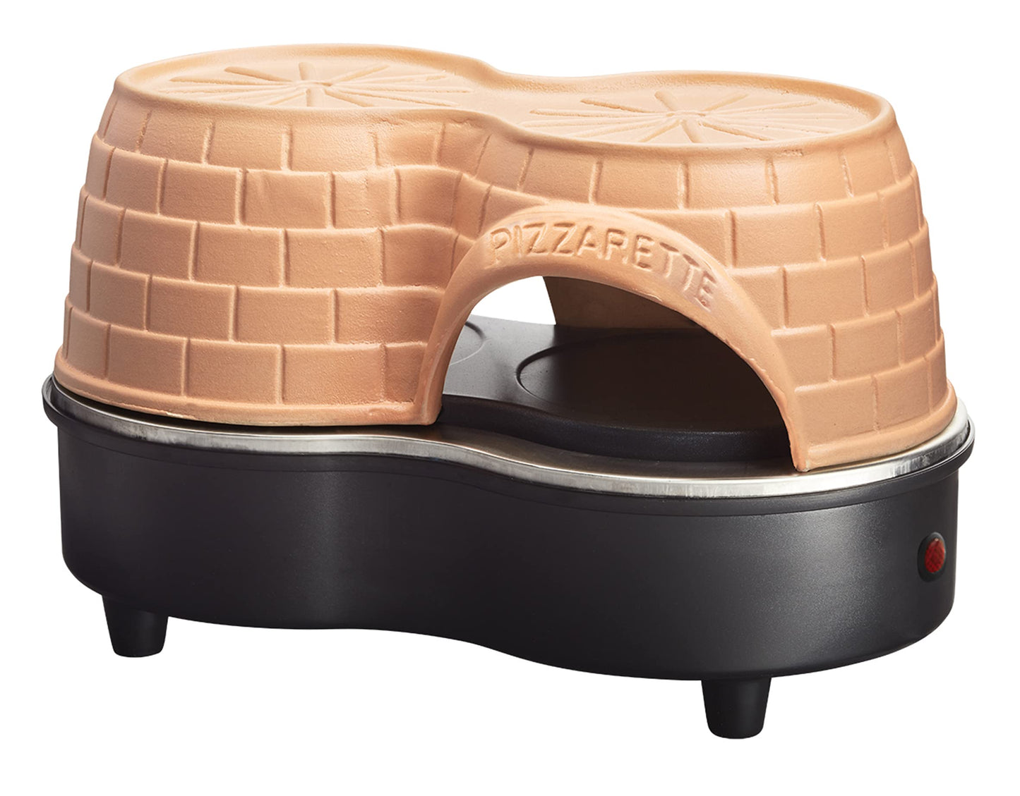 Emerio Pizzaofen, PIZZARETTE das Original, handgemachte Terracotta Tonhaube, patentiertes Design, für Mini-Pizza, echter Familien-Spaß für 8 Personen, PO-116124.1, Pink