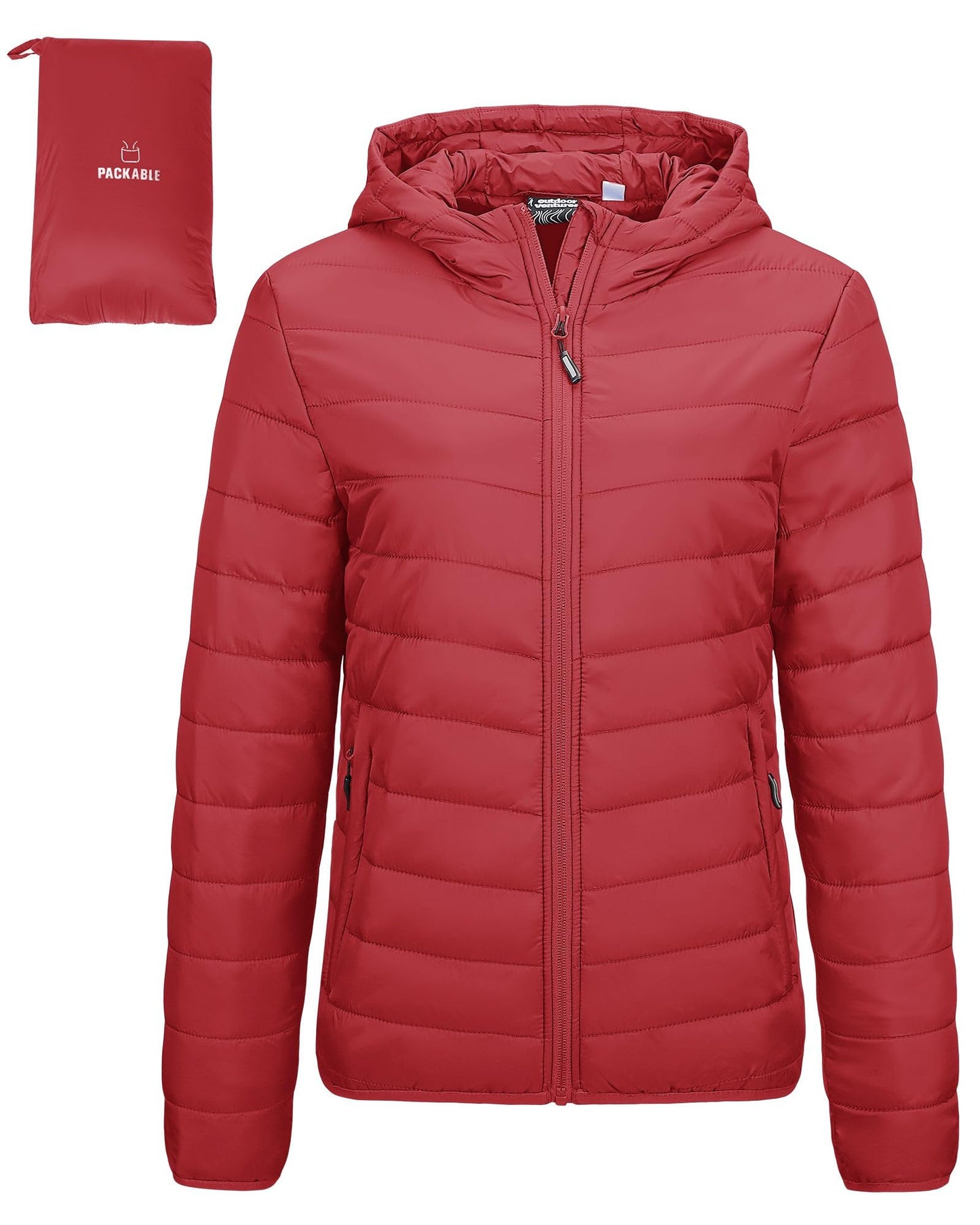 Outdoor Ventures Women’s Lightweight Hooded Puffer Jacket