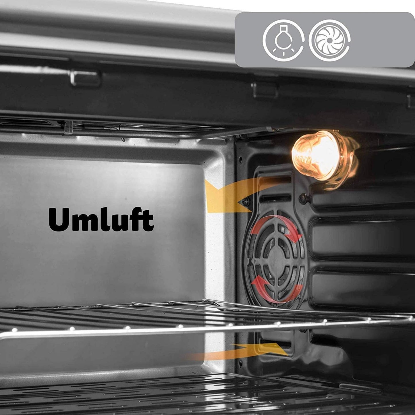 ICQN Kompakter Minibackofen 15 Liter, 1200W, 60 min-Timer, 3 Kochfuntionen, 90°-230°C, Kleiner Camping Ofen, Anthrazit, 2-Jahre Garantie