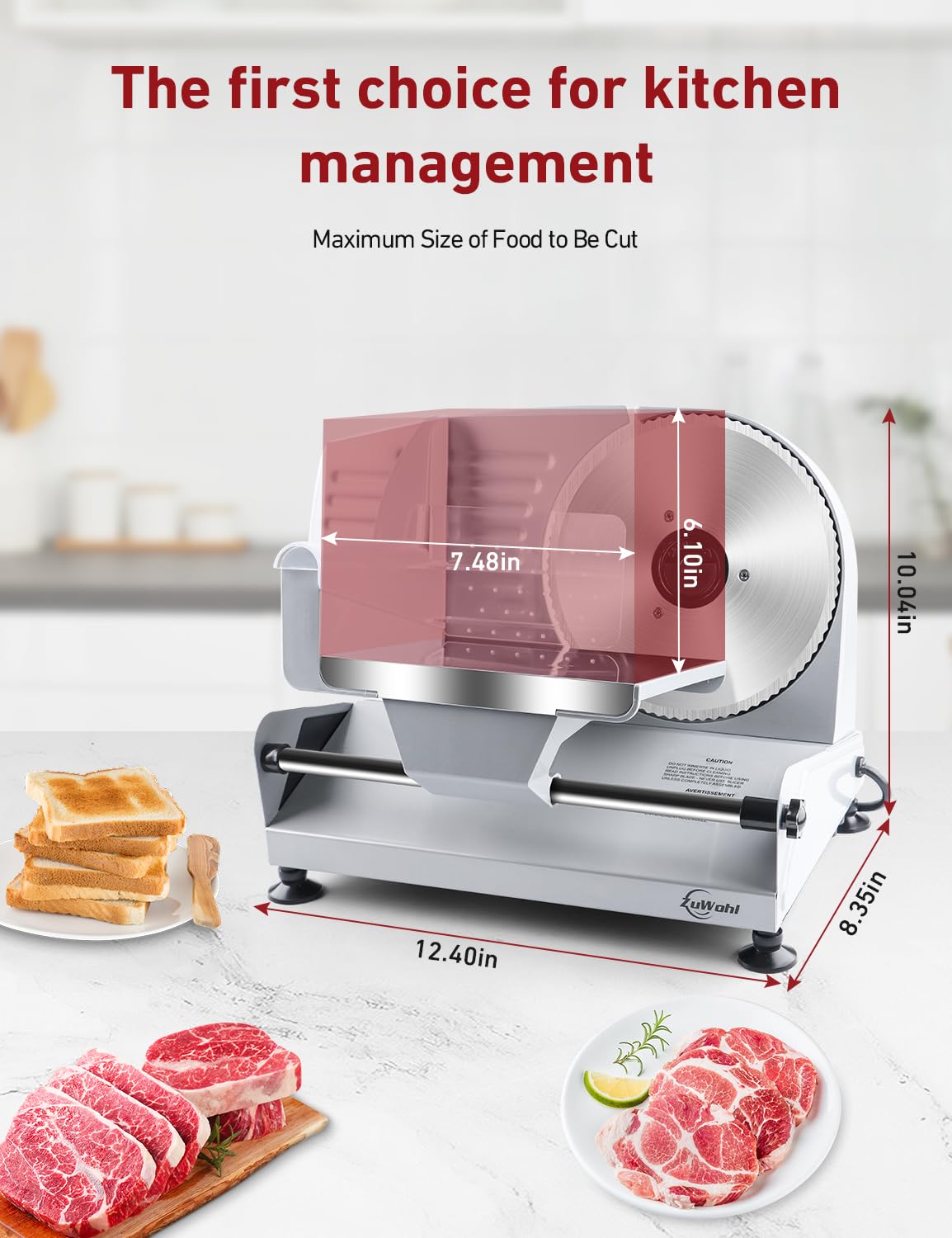 200Watt Electric All-Purpose Slicer Stainless Steel - Adjustable Food Processor 0 to 15mm - 2 Blades - Sausage Slicer - Bread Slicer, Ham Slicer, Electric Knife Meat & Cheese