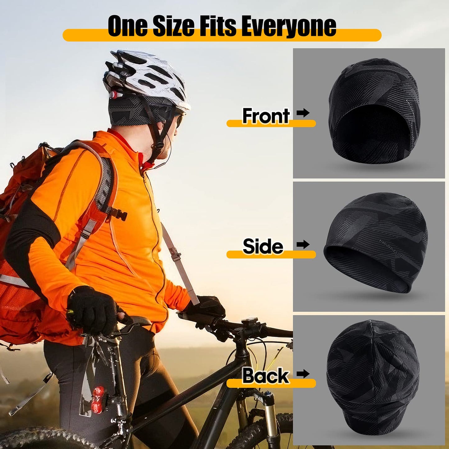 HASAGEI Laufmütze Herren Damen Fahrradmütze unter Helm Mütze Beanie Kalten Jahreszeit Warm Sportmütze Antistatisch Bedruckter Hut für Freizeitaktivitäten Joggen Reisen Ski Bergsteigen Radfahren