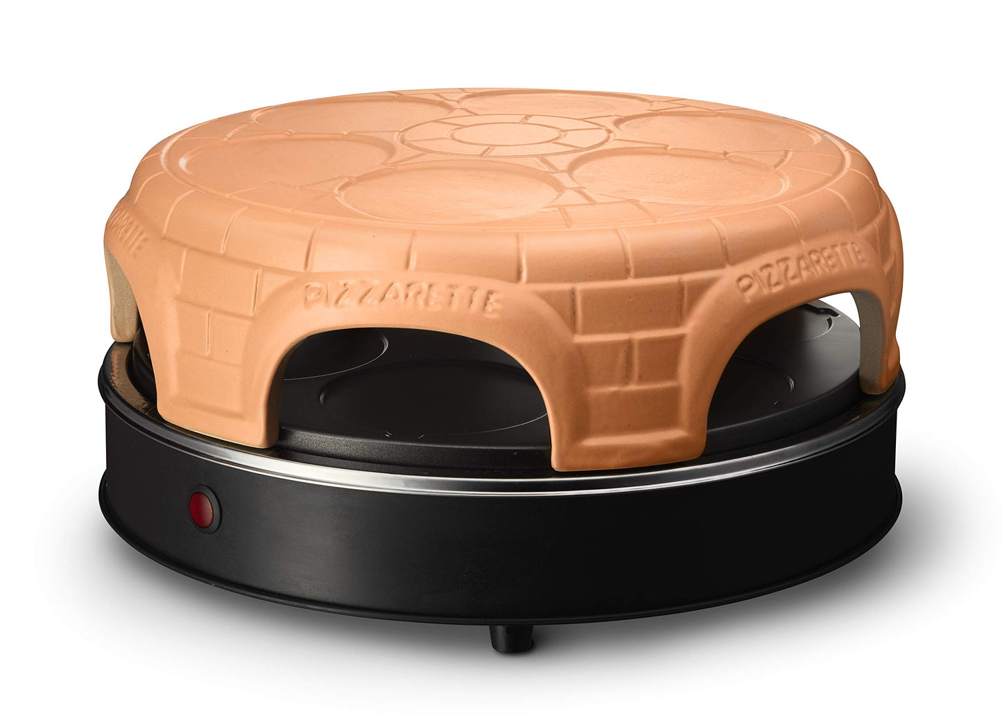 Emerio Pizzaofen, PIZZARETTE das Original, handgemachte Terracotta Tonhaube, patentiertes Design, für Mini-Pizza, echter Familien-Spaß für 8 Personen, PO-116124.1, Pink
