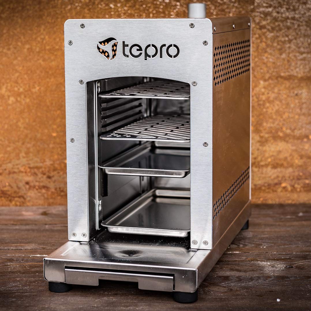 tepro steak grill Toronto, ceramic infrared burner with 3 kW power, 800 degrees gas, dimensions approx. 23 x 56 x 40.5 cm, silver