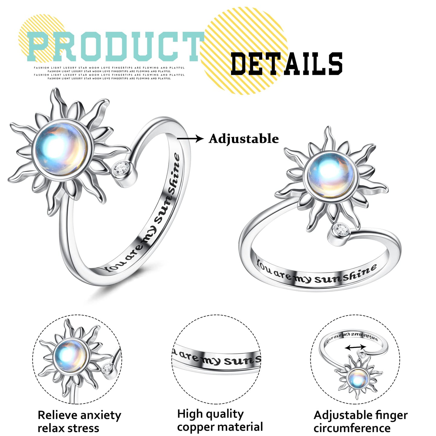 Adramata 2-Piece Anxiety Spinner Rings for Women