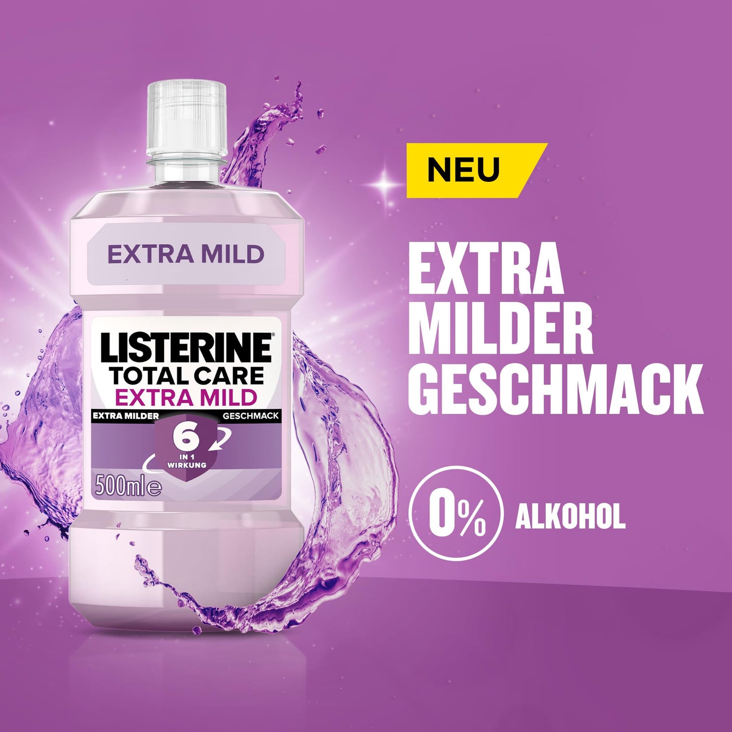 LISTERINE Smart Kidz Mild Berry (500 ml), antibakterielle Kinder Mundspülung ohne Alkohol & ohne Zucker, Mundwasser schützt vor Karies, geeignet für Kinder ab 6 Jahren