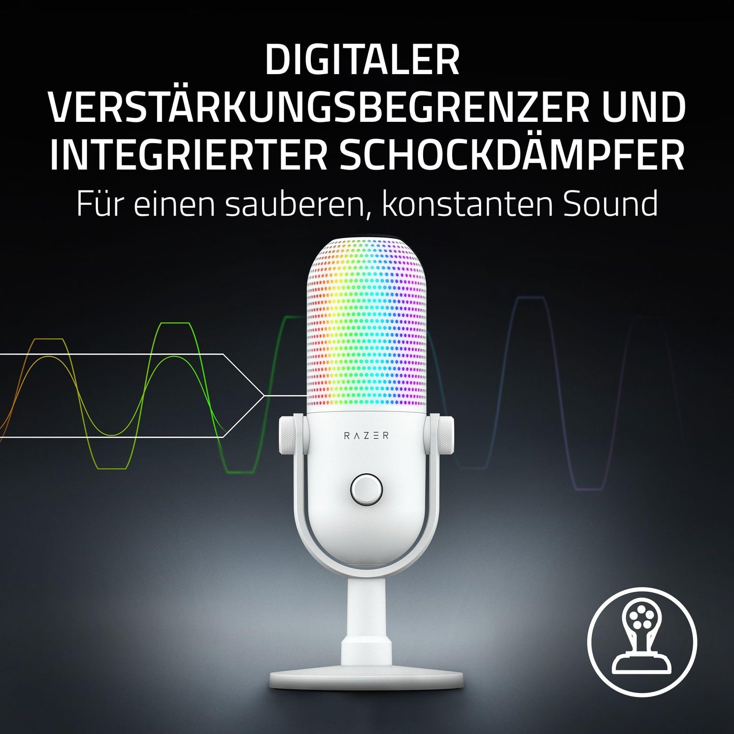 Razer Seiren V3 Mini - Ultrakompaktes USB-Mikrofon (14mm Supernieren Kondensatormikrofon, Tap-to-Mute-Sensor mit LED-Anzeige, integrierter Stoßdämpfer, Plug-and-Play Design) Schwarz