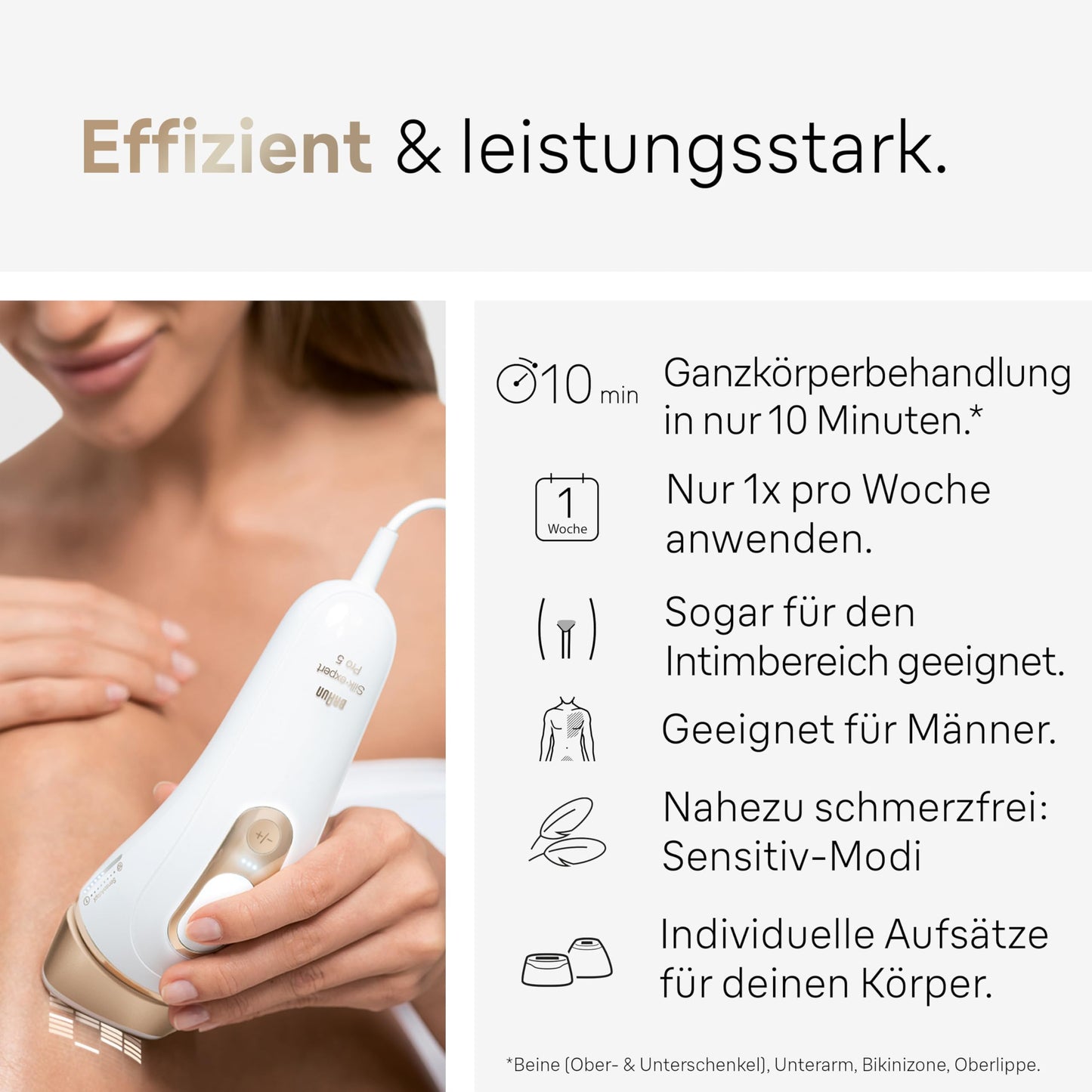 Braun IPL Silk Expert Pro 5 Haarentfernungsgerät Damen/Herren, 2 Aufsätze, sichtbare Haarentfernung, Designed In Germany, Venus Rasierer, Alternative zu Laser Haarentfernung, PL5157, weiß/gold