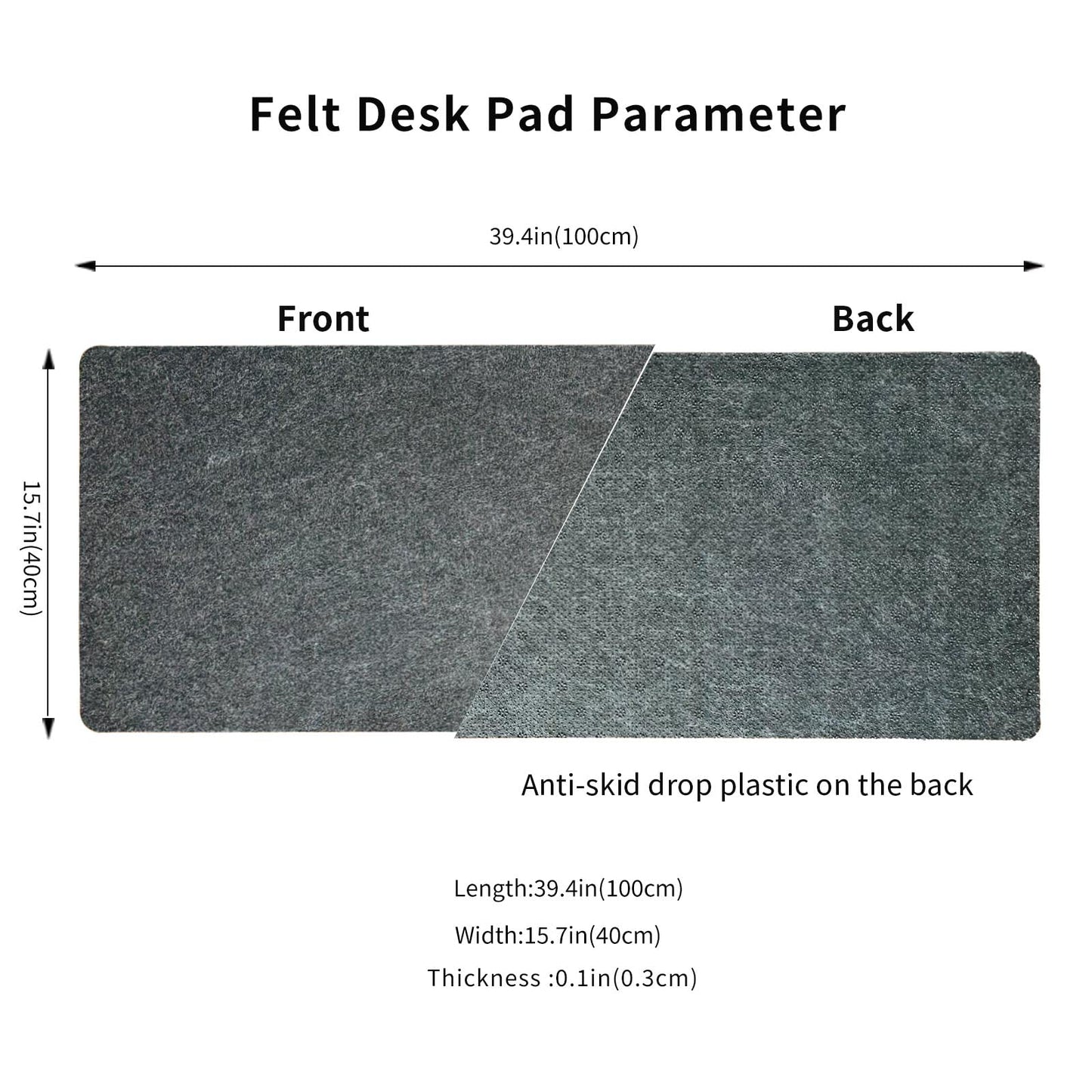 DAWNTREES Schreibtischunterlage Filz,Filz Mauspad Groß,Rutschfeste Desk Mat,Schreibtischmatte für Büro und Zuhause,Office Desktopschutz (dunkelgrau)