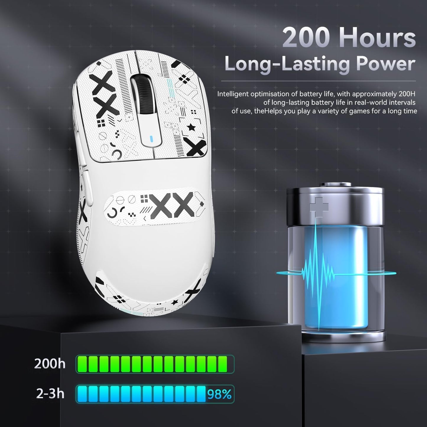ATTACK SHARK X3 49g Ultralight Mouse, PixArt PAW3395 Gaming Sensor, BT/2.4G Wireless/Wired Gaming Mouse, 26000 DPI, 200 Hours Battery, Office Mice for Win11/Xbox/PS/Mac (White)