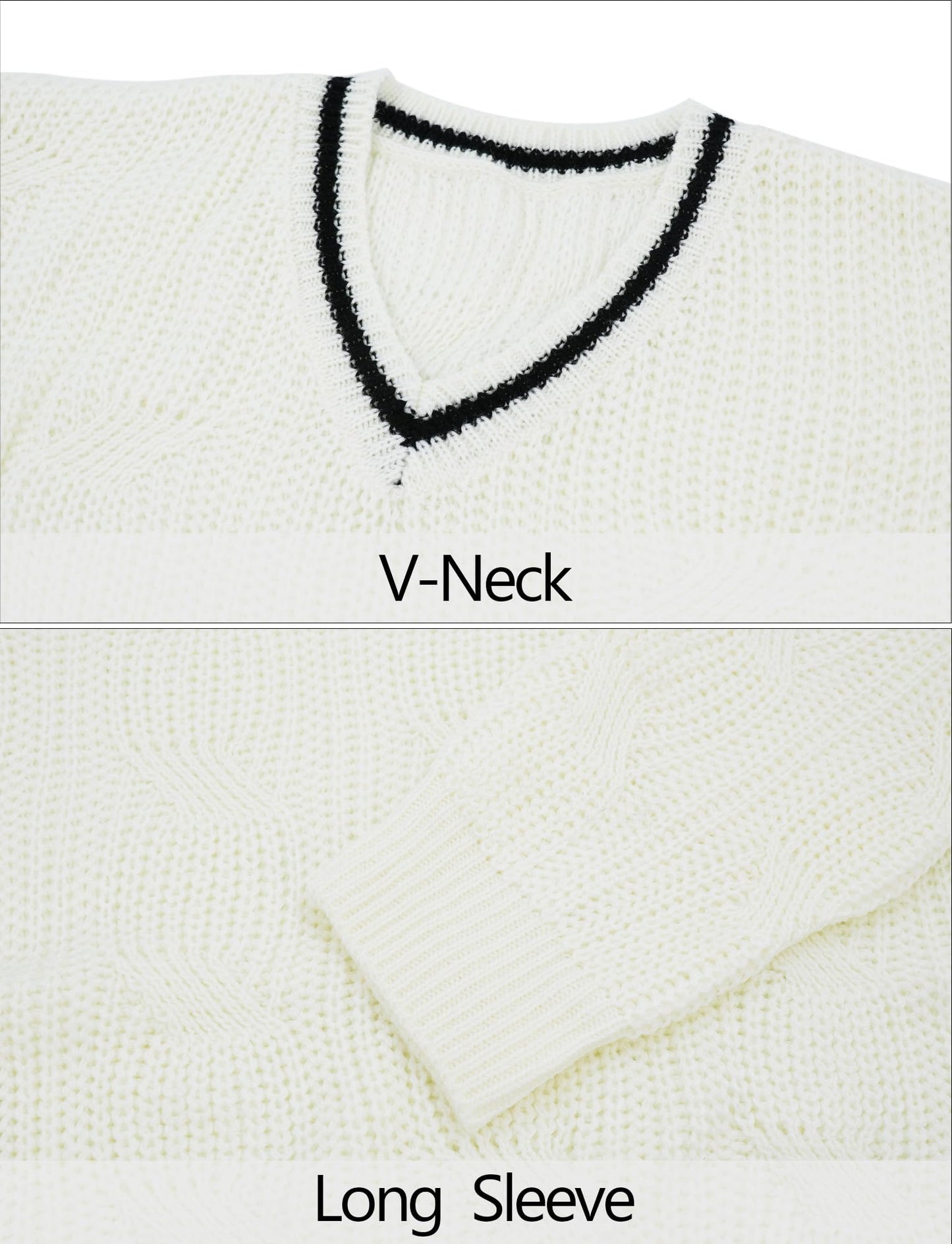 AIEOE Men’s V-Neck Cable Knit Sweater – Long Sleeve Casual Pullover