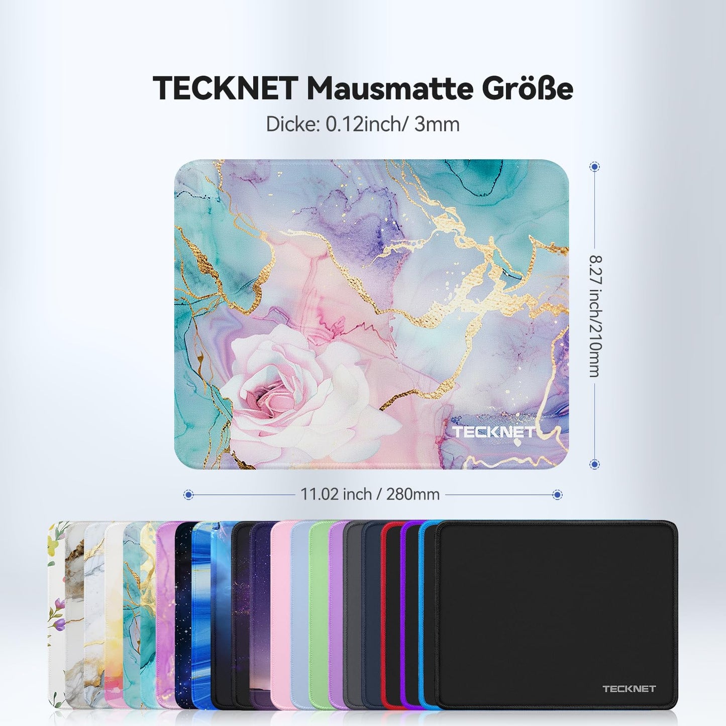 TECKNET Mauspad, 280 x 210 mm Gaming Mousepad mit Wasserdicht und Rutschfester Gummi für PC-Büro, Arbeit, Gaming, Studium, Laptop, Computer, Zuhause-Schwarz