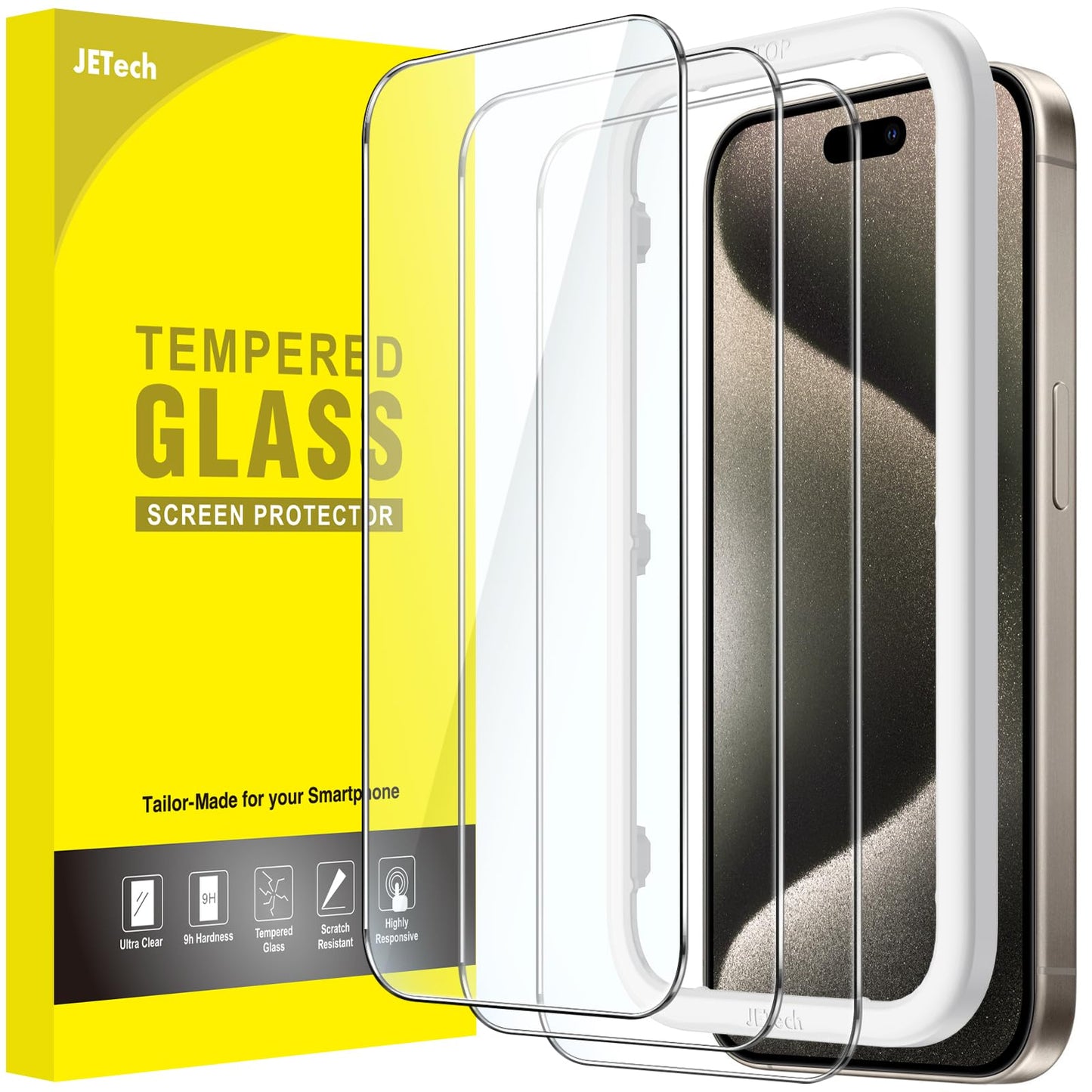 JETech Schutzfolie für iPhone 16e 2025, iPhone 13/13 Pro 6,1 Zoll, Gehärtetes Glas mit Einfaches Installationswerkzeug, Hat Keinen Einfluss auf die Hülle, Panzer HD Klar, 3 Stück