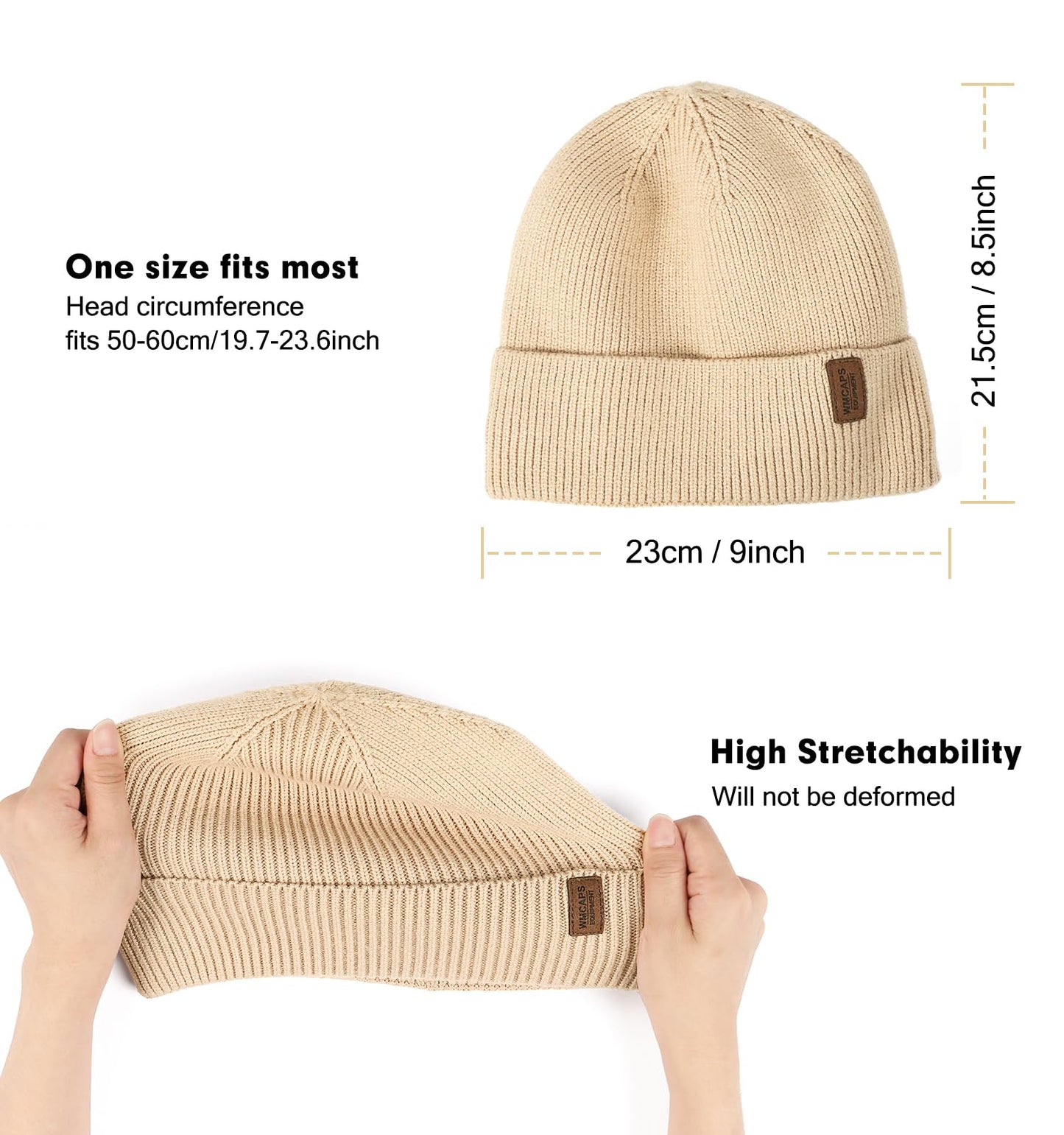 Wmcaps Beanie Mütze, Herren Winter Warme Unisex Wintermütze Strickmütze Dehnbare Weiche Wollmütze mit Bündchen und Dickem Warmem Futter Geschenk für Freundin männer Frauen