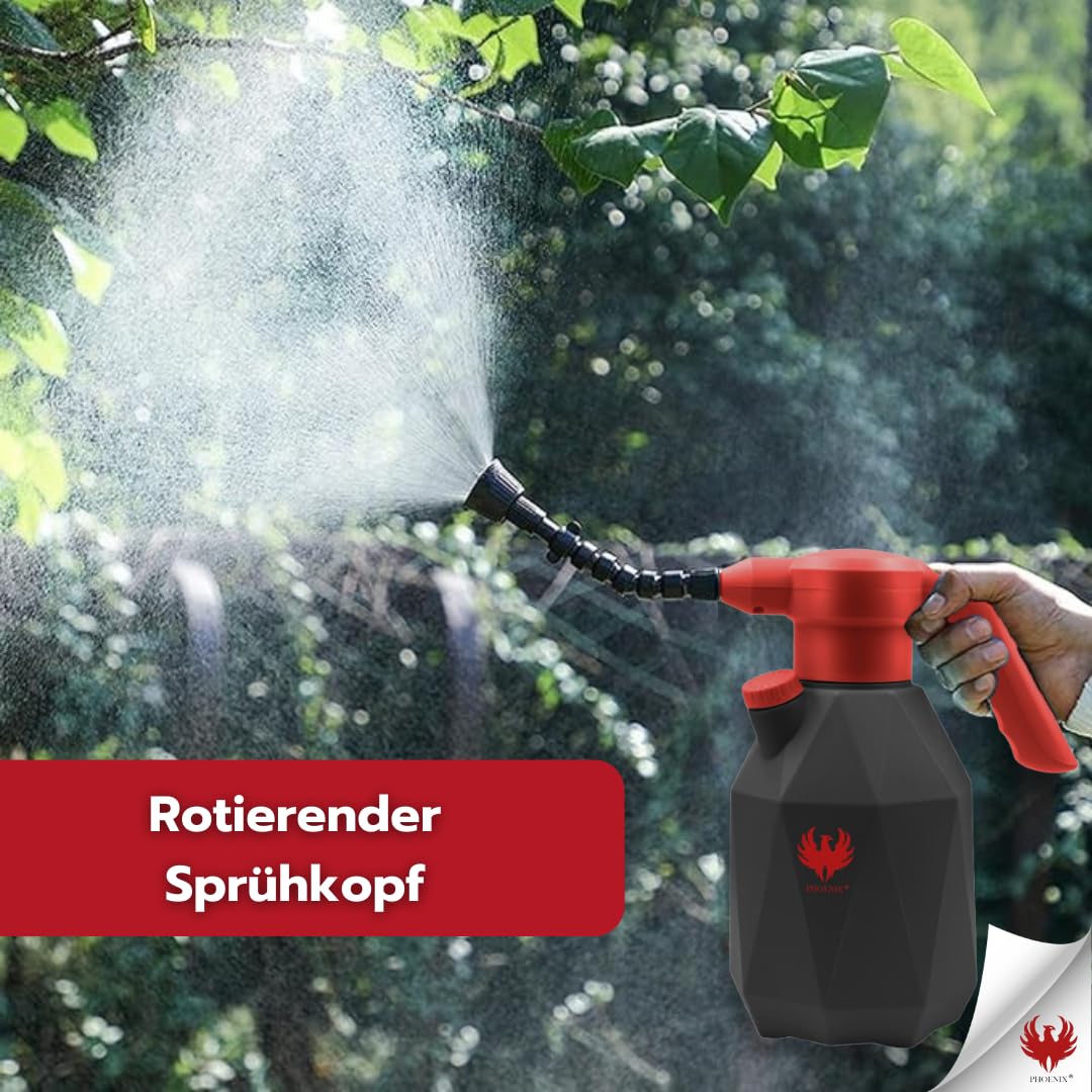 Phoenix - Drucksprüher Manueller Pumpsprühflasche mit Verstellbarer Lanze und Schultergurt - Perfekt für Gartenarbeit, Unkrautbekämpfung, Herbizid- und Insektizid-Anwendung
