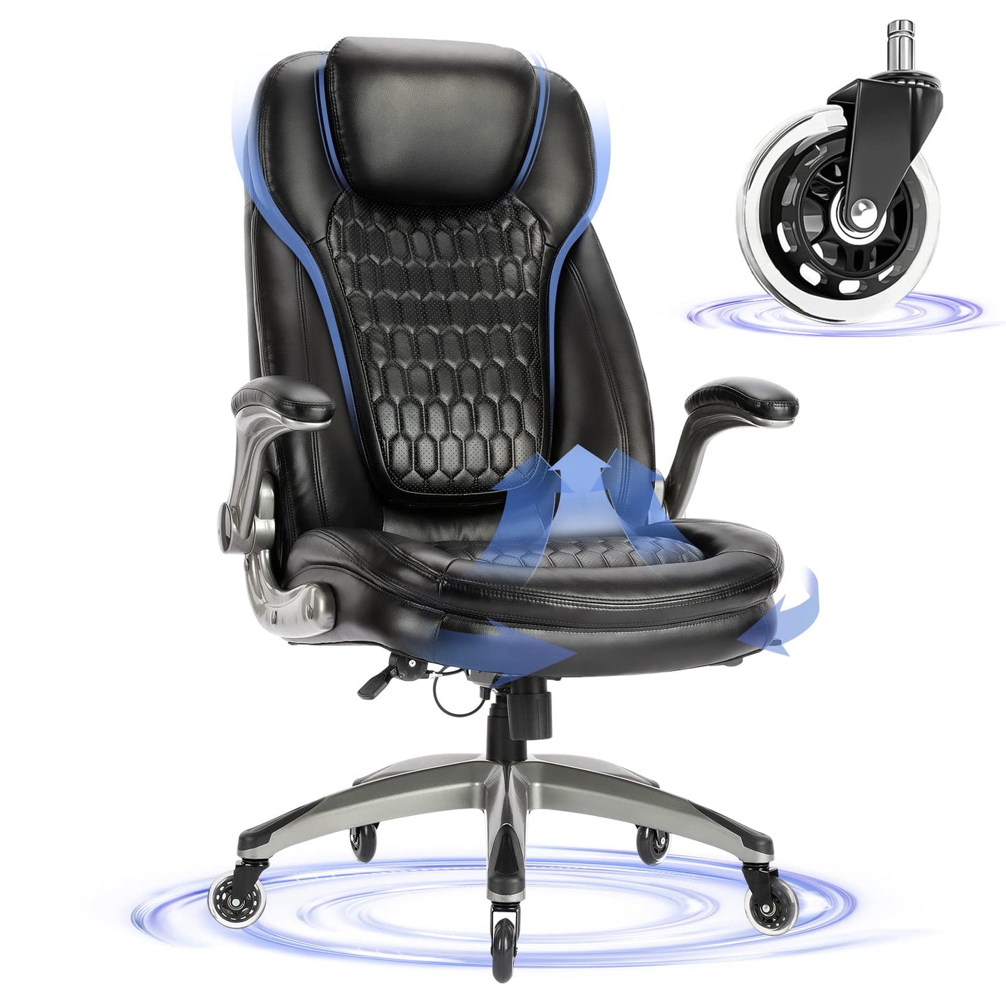 COLAMY Gaming Stuhl, Computer Stuhl mit Fußstütze und Lendenwirbelstütze, höhenverstellbarer Gaming Chair mit 360°-Drehsitz und Kopfstütze, Video Gamer PC Stuhl, Ergonomische hohe Rückenlehne, Weiß