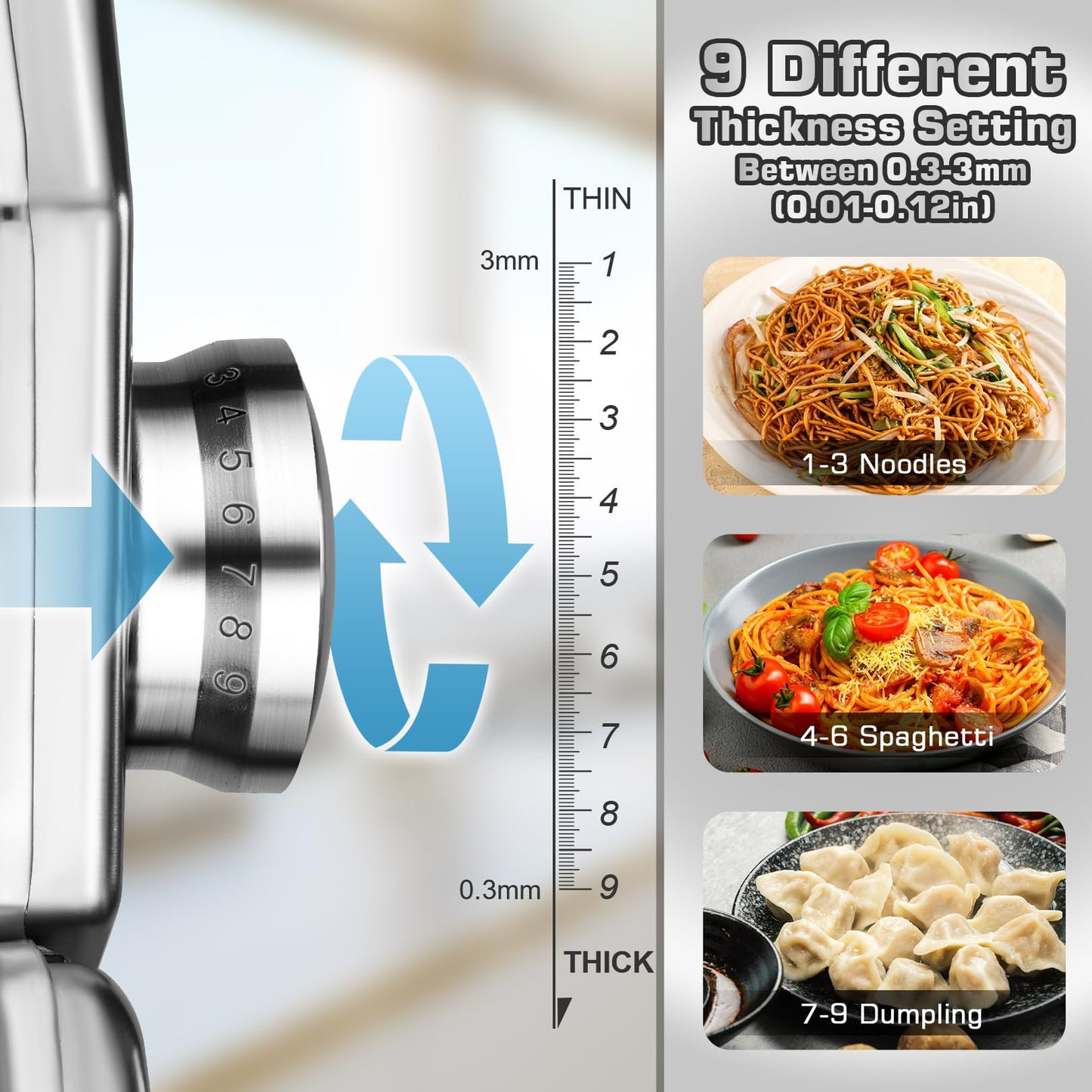 Nudelmaschine Pasta Maker Edelstahl Frische Manuell Pasta Walze Maschine Cutter mit Klemme für Spaghetti Nudeln Lasagne Bestes Pastamaschine Geschenk, Einfache Reinigung und Verwendung