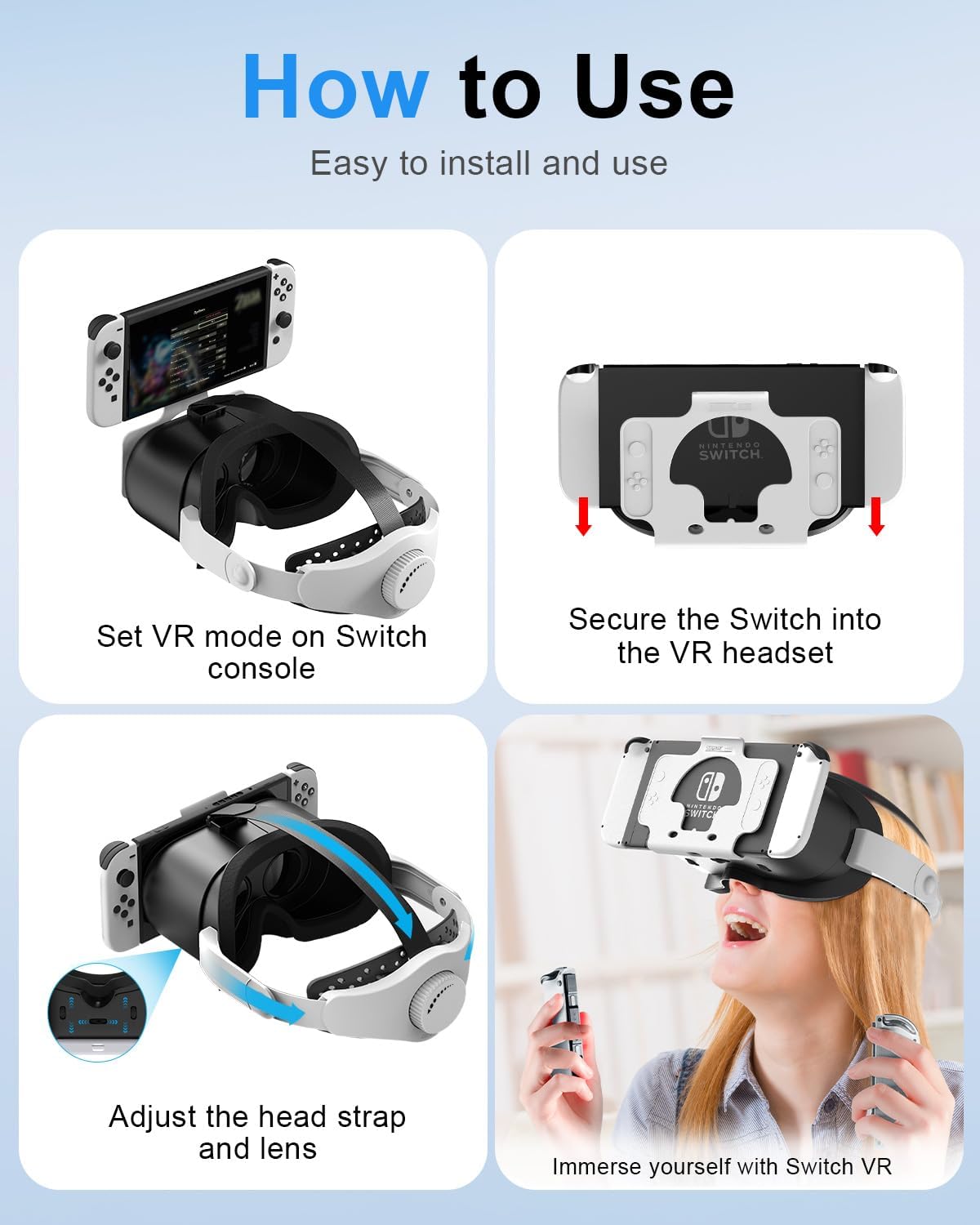 DEVASO VR Brille für Nintendo Switch/Switch OLED mit einstellbaren HD-Linsen, 3D VR (Virtual Reality) Headset Spiele Zubehör Set, Switch VR Labo Goggles Brille