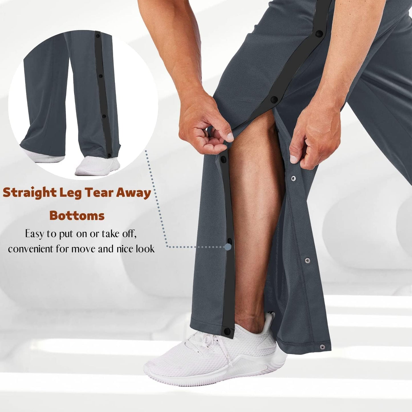 PINSPARK Men’s Rehab Joggers – Tear-Away Athletic Pants