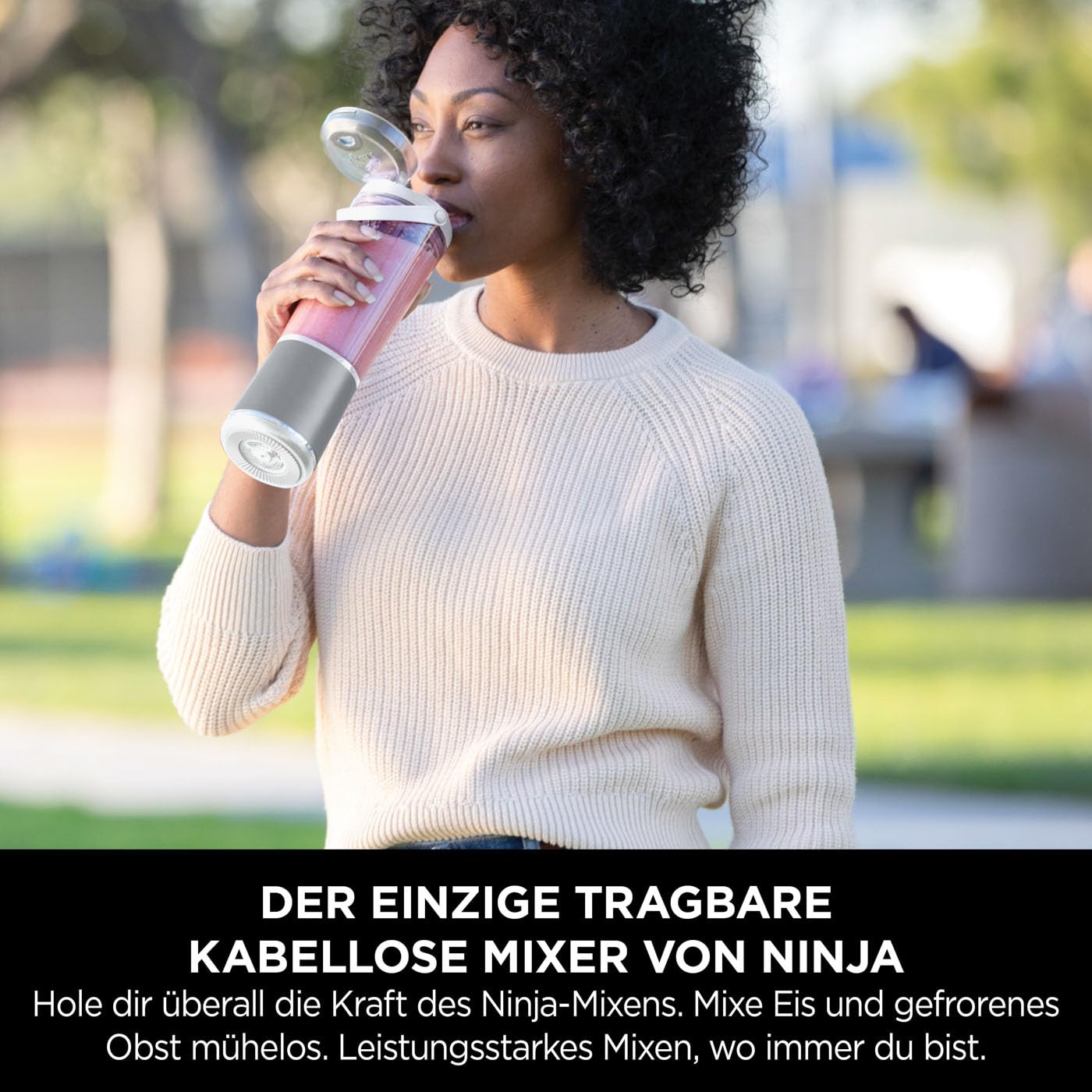 Ninja Blast Tragbarer Mixer / Blender / Smoothie Maker, 530ml Becher, Auslaufsicherer Deckel, Leistungsstarker Mini Standmixer, Kabellos & Wiederaufladbar, Zerkleinert Eis & Obst, Schwarz