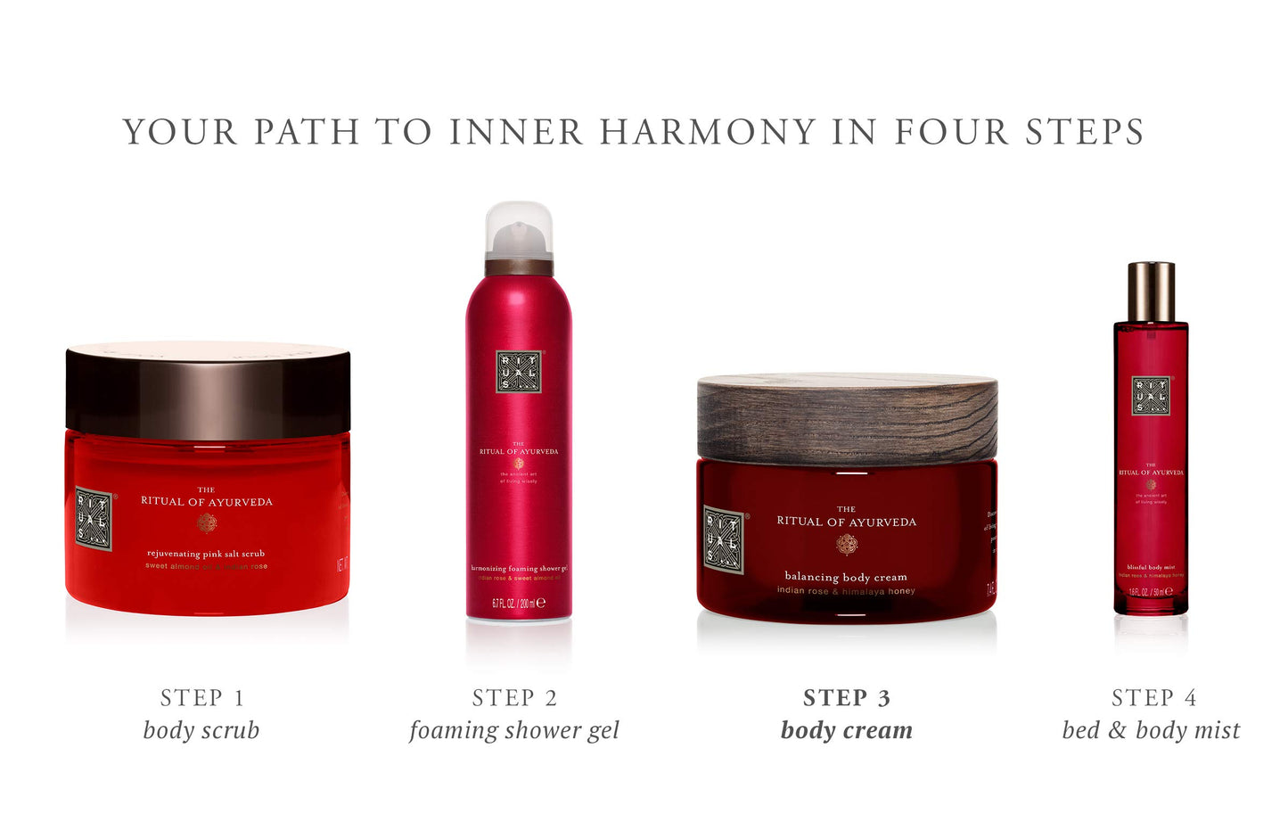 RITUALS The Ritual of Ayurveda Body Cream Soothing & Nourishing Care with Indian Rose Sweet Almond Oil & Himalayan Honey