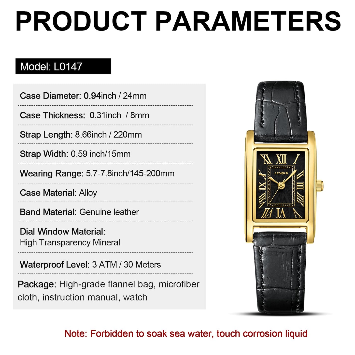 LN LENQIN Women's Watch Women's Classic Watch for Women Fashion Casual Waterproof Leather Analogue Quartz Women's Watch