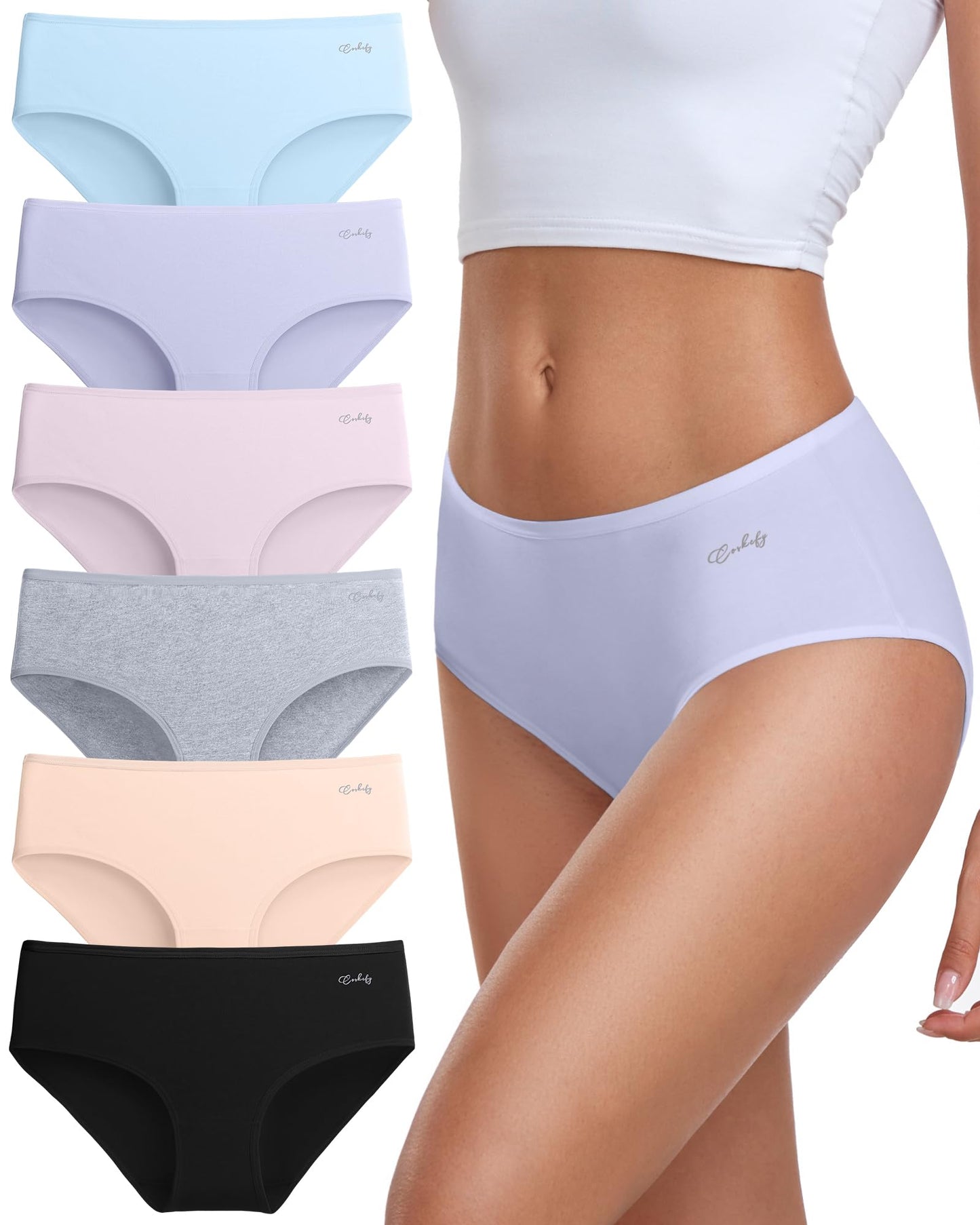 Coskefy Women’s Underpants 6-Pack Soft Cotton