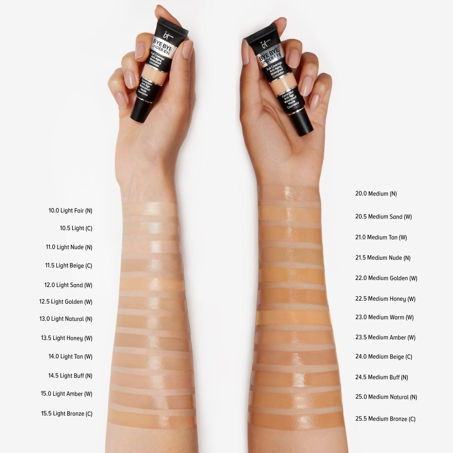 IT Cosmetics Bye Bye Under Eye Concealer – Full Coverage, Waterproof, with Peptides, Collagen & Hyaluronic Acid – Light Tan 14.0 (12ml)