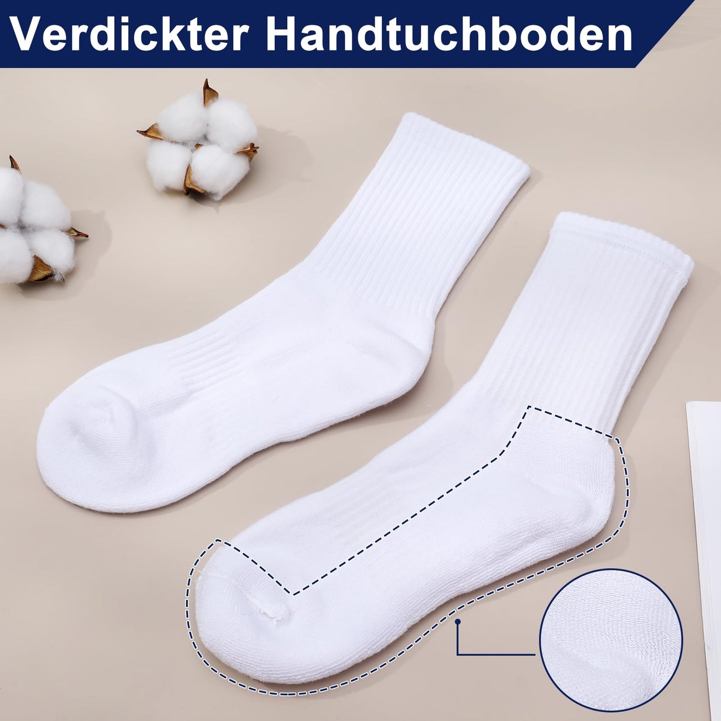 5 Pairs Sports Socks for Men – Breathable Cushioned Cotton Crew Socks