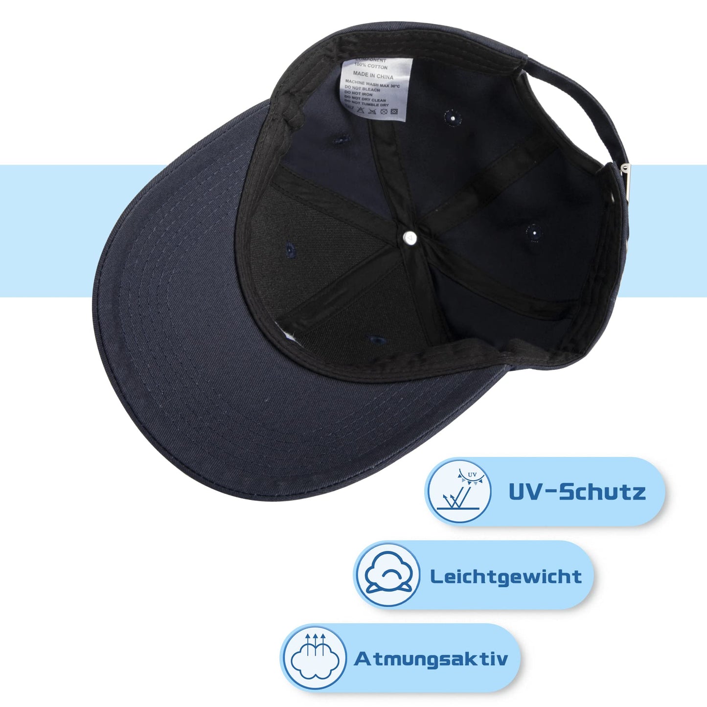 Momoshe Cap Herren Sommer Damen 100% Baumwoll Kappe Verstellbar Atmungsaktiv Einheitsgröße Baseball Bergspitzen Stickerei Sport