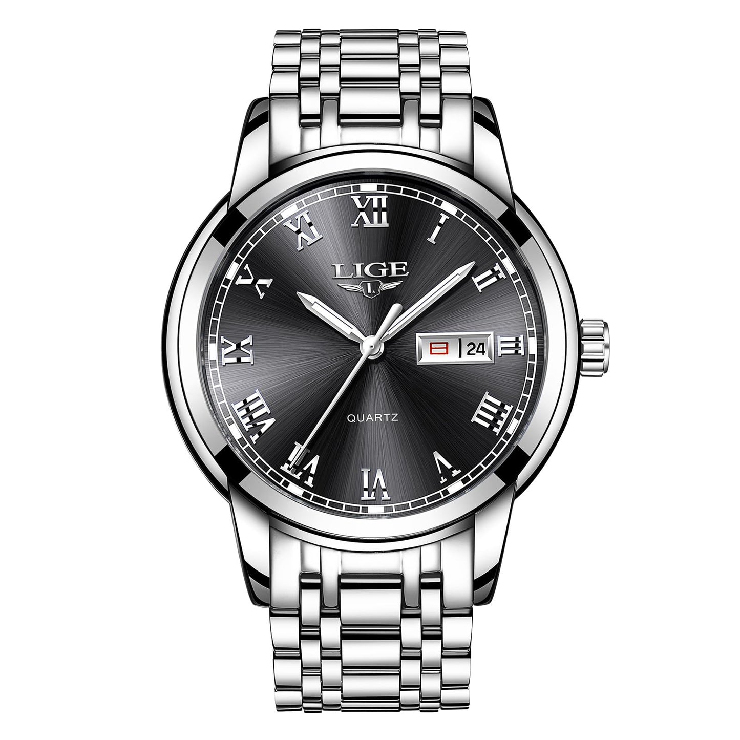 LIGE Uhren Herren Chronograph Analog Quarz Klassische Business Armbanduhr, 3ATM Wasserdicht Edelstahl Herrenuhr, Lederarmband/Edelstahlarmband Uhr Geschenk für Männer