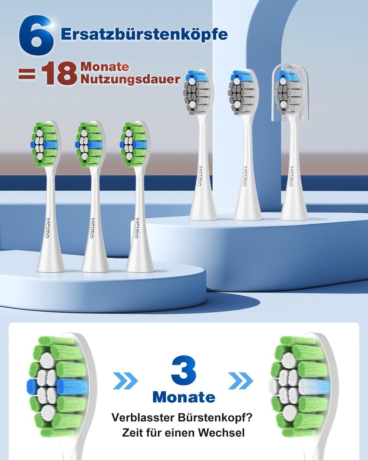 Elektrische Zahnbürste, Schallzahnbürste, Zahnbürste Elektrisch 45000VPM, Aufhellung Der Zähne In 1 Woche, 120 Tage Akkulaufzeit, Batteriestandsanzeige, 6 DuPont-Bürstenköpfe, 5 Modi, Timer, Schwarz