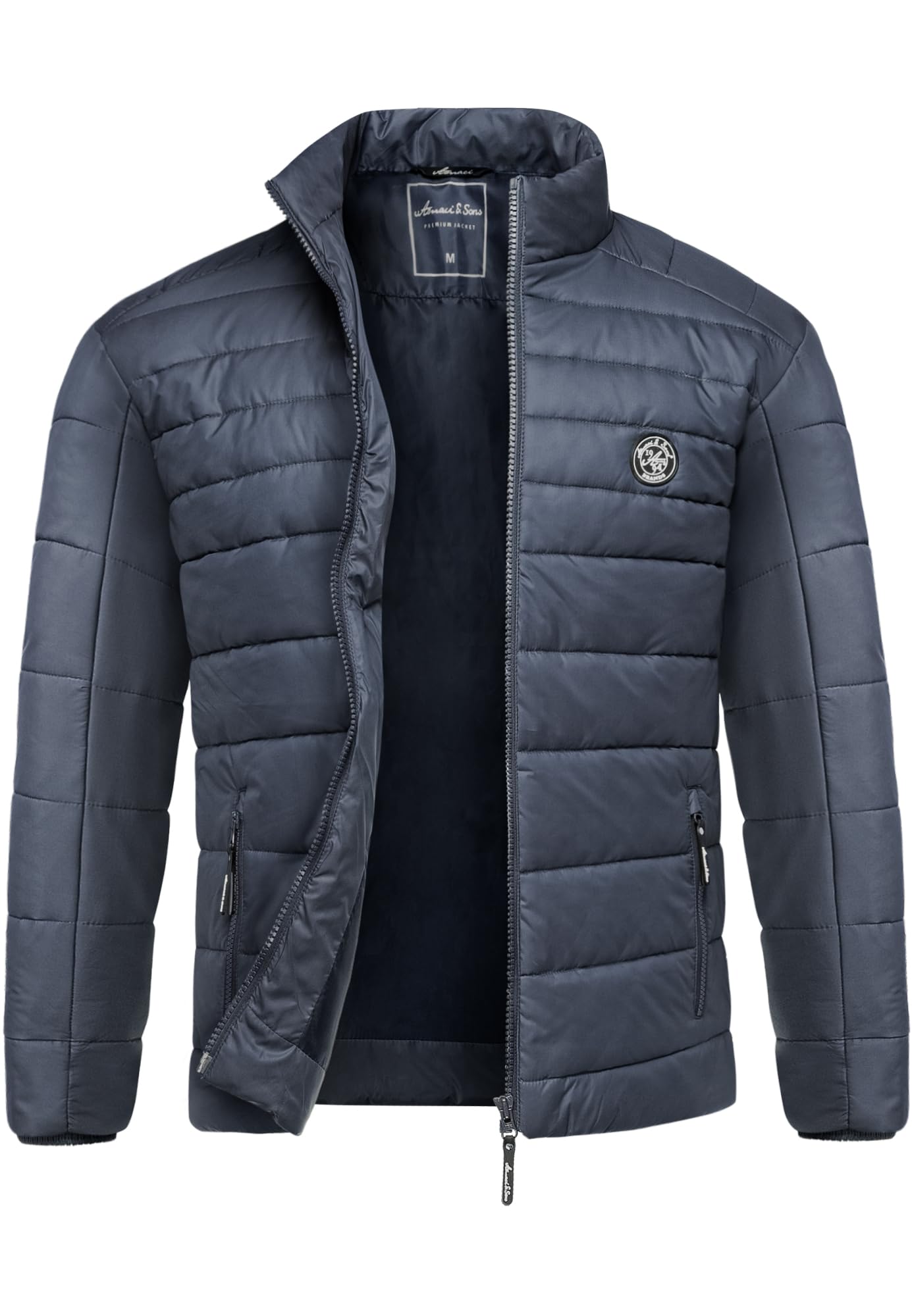 Amaci&Sons Men’s Quilted Jacket – Outdoor Basic Patch Coat for Stylish Warmth