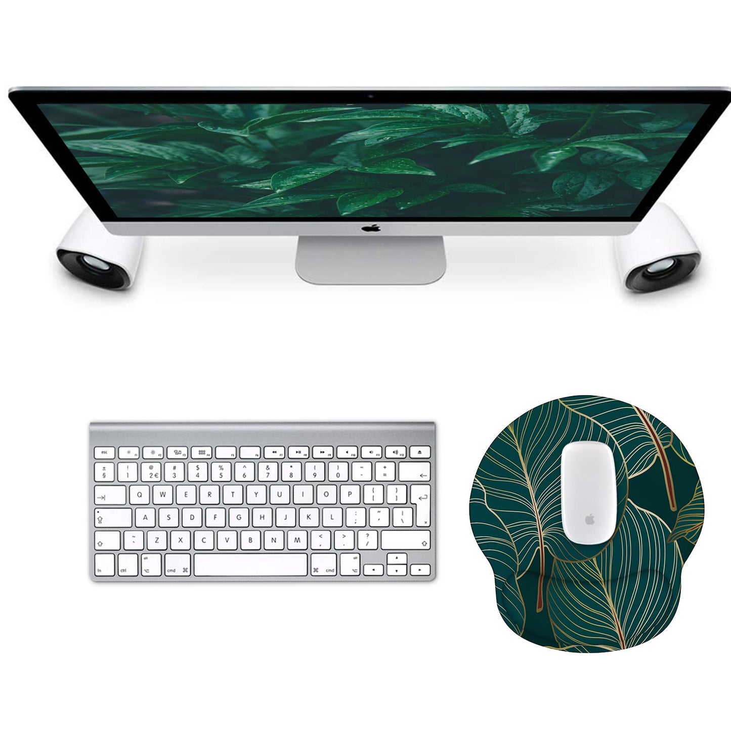 Giecy Mauspad mit Gelkissen,Mousepad mit Handauflage Ergonomisches, Bequemes Computer-Handballenauflage Maus für Laptop,Gaming,Mousepad mit Rutschfester PU-Unterseite (A-Tropische Pflanzen)