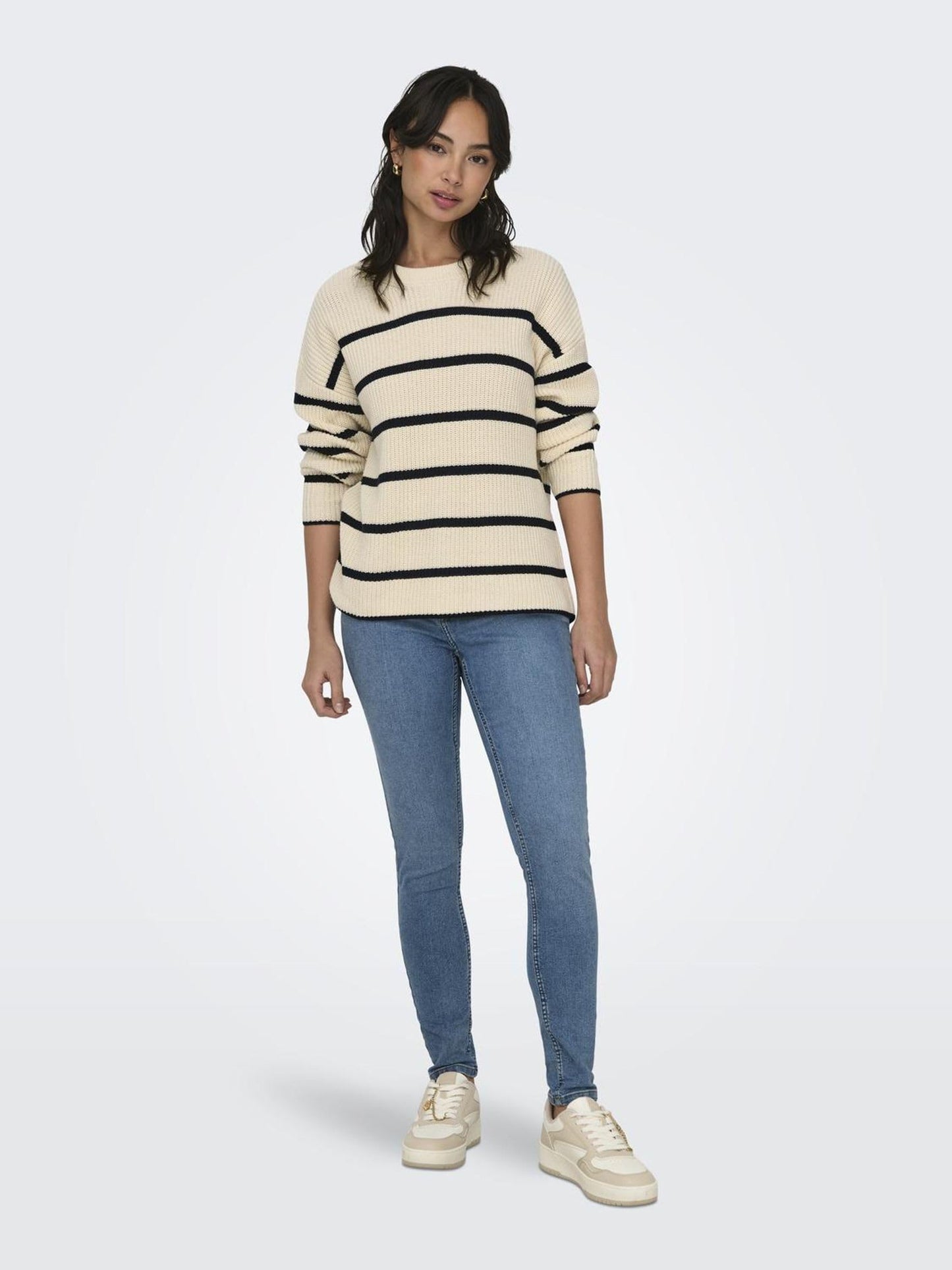 ONLY ONLPERNILLE Women’s Stripe Knit Sweater – Soft Cotton Blend