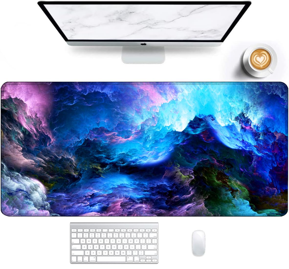 Owege Gaming Mauspad XXL 900 x 400 mm Artistic Curve Mousepad Groß Vernähte Kanten WassXerdicht Anti-Rutsch für PC, MacBook,Laptop Verbessert Präzision und GeschwindigkeiX