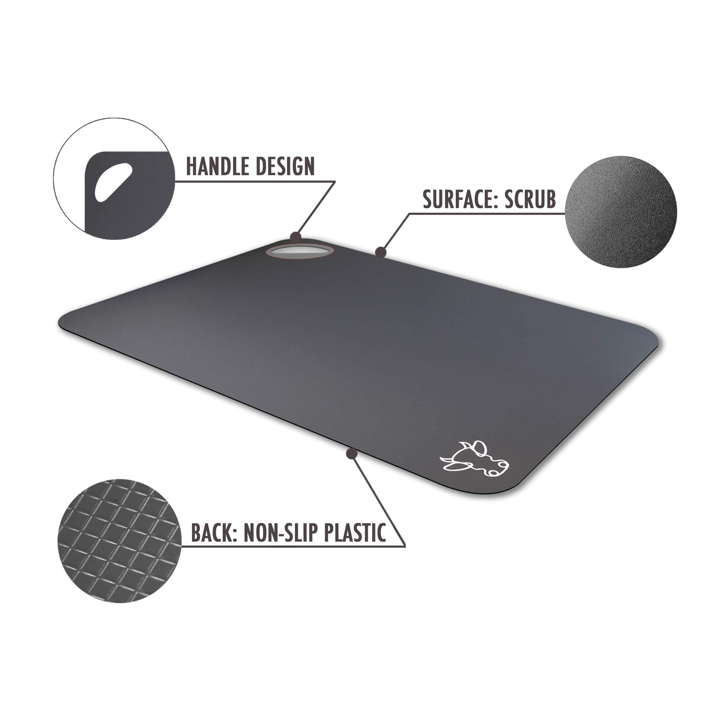 Kunststoff-Schneidebretter für die Küche, Fotouzy Flexible Schneidematten mit Loch, 4er-Set, BPA-frei, Rutschfeste Rückseite, Spülmaschinenfest, Multi Grau, 30x38cm