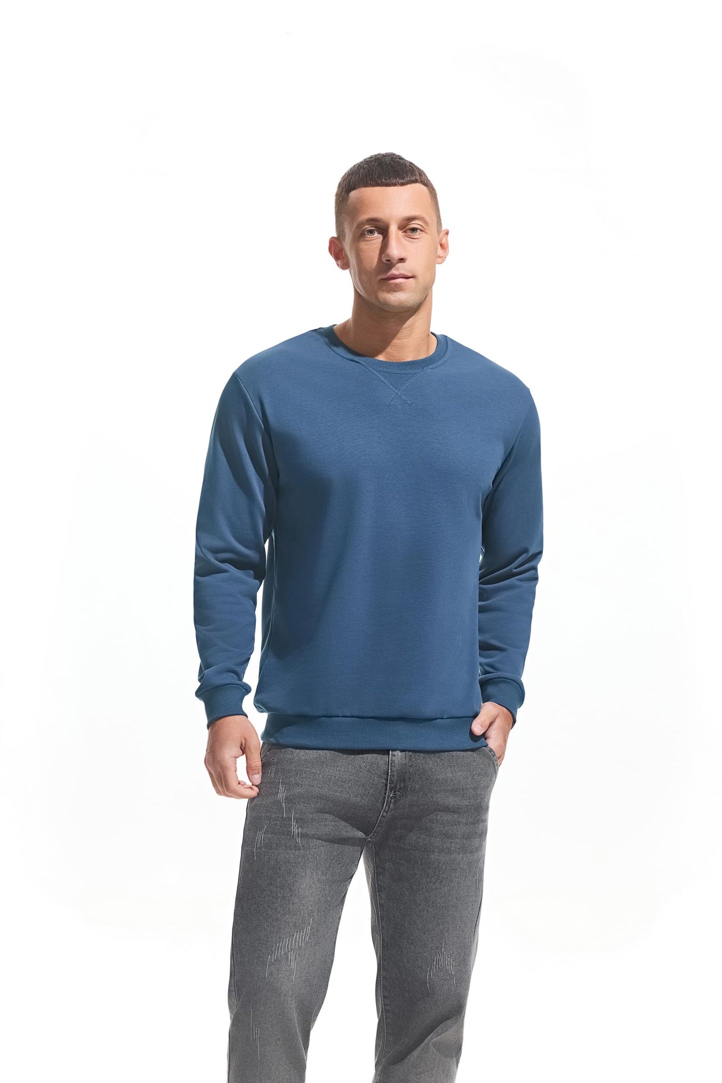 VEIISAR Men’s Basic Sweatshirt – Long Sleeve Crew Neck Pullover