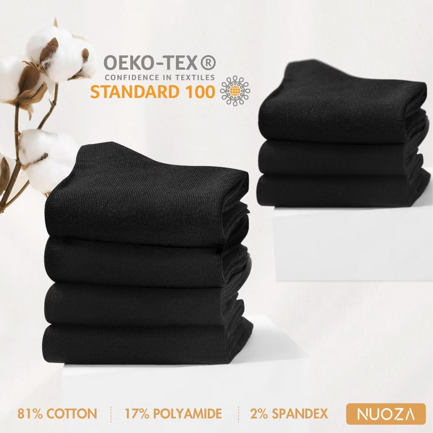 12 Pairs Cotton Sports Socks for Men – Breathable Black/White Business Socks