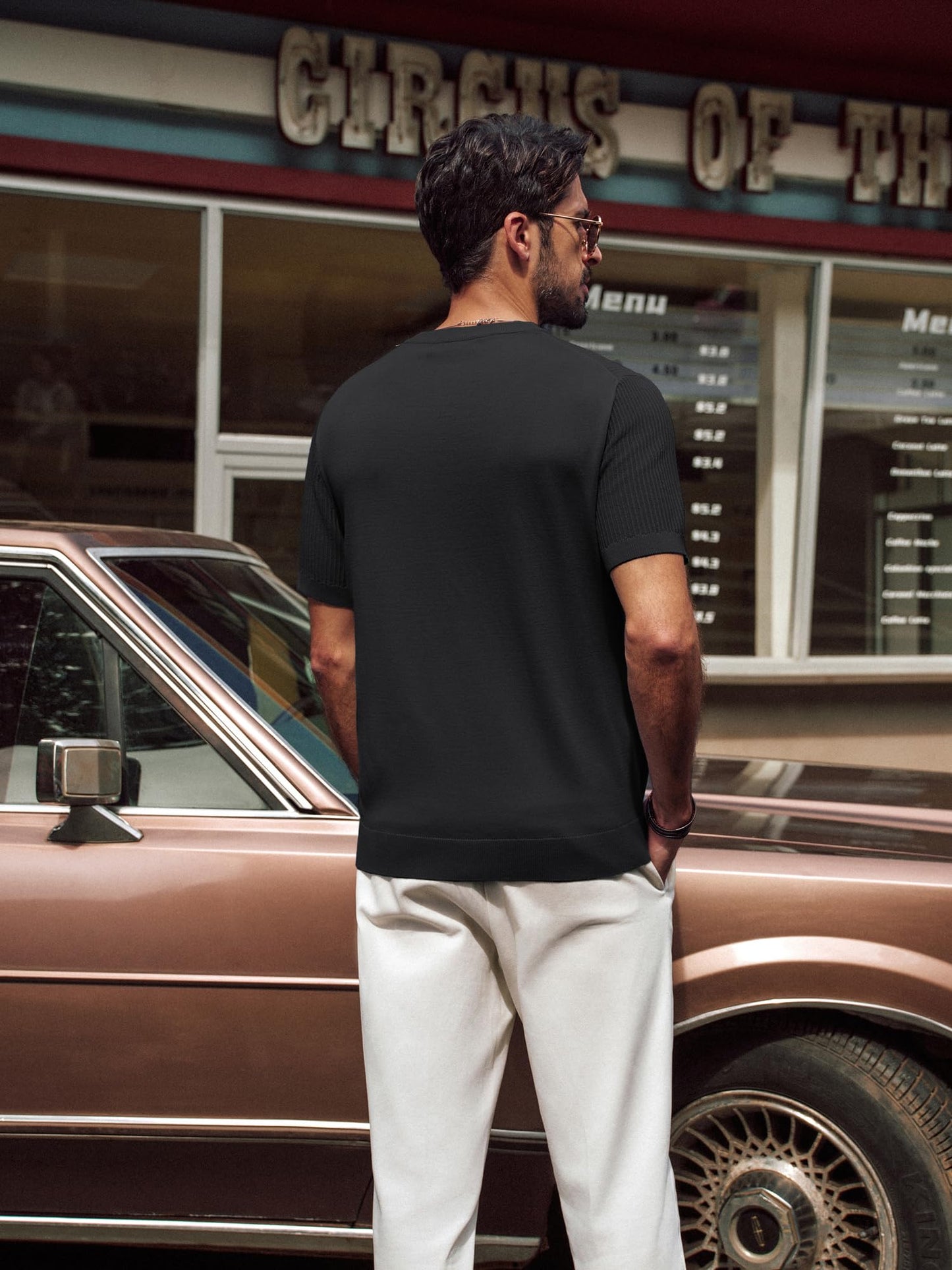Men’s Short Sleeve Knitted Crew Neck T-Shirt